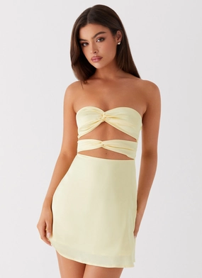 Tianna Mini Dress - Yellow Soft cotton blend dress