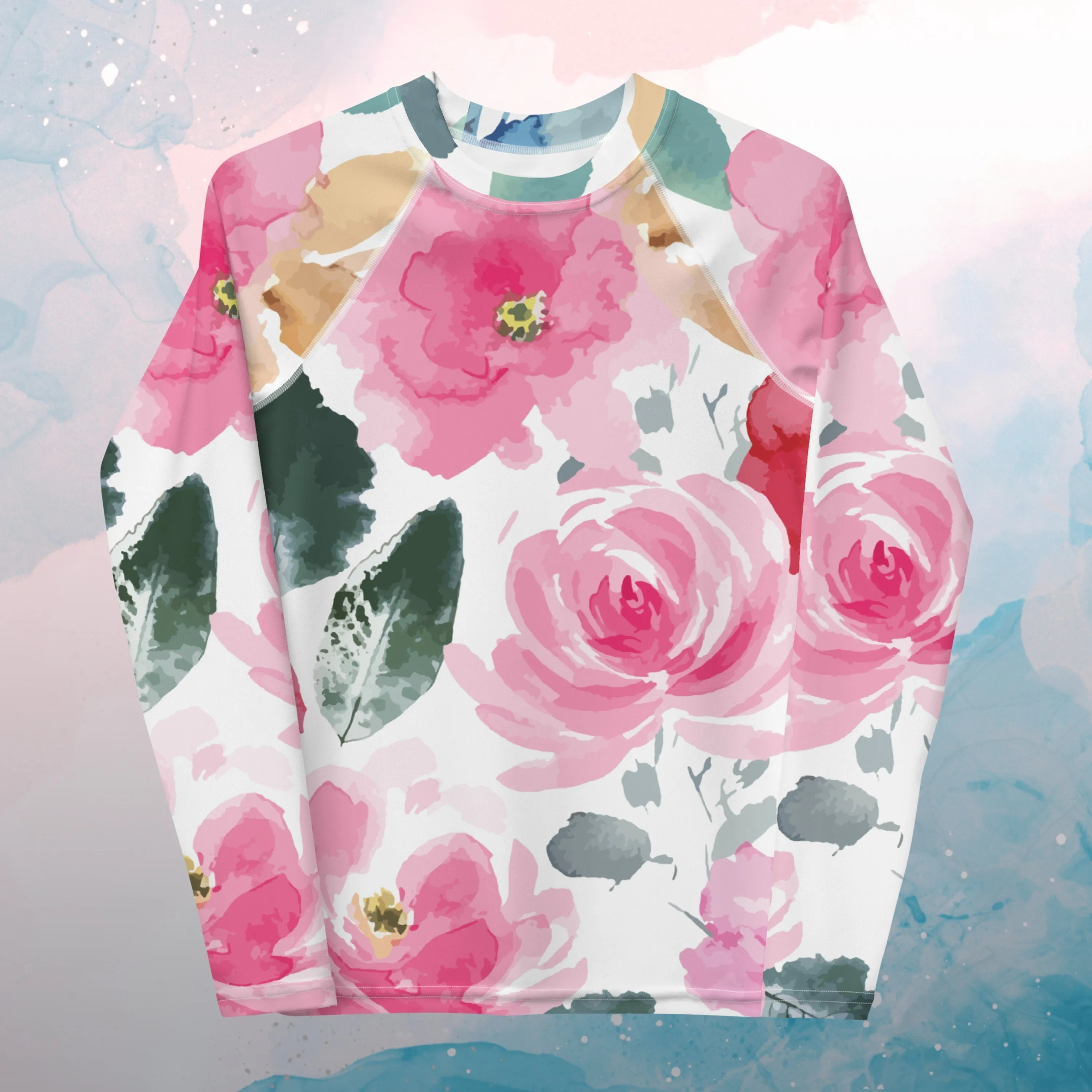 Bold Floral Print Youth Rash Guard Surf Swim Gym Top