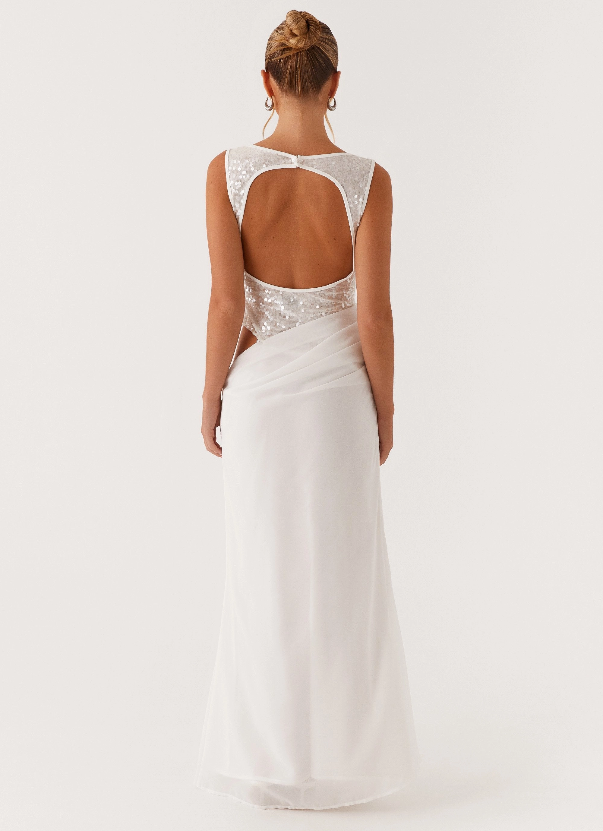 Effortless Elegance Above Ground Sequin Maxi Dress - White
