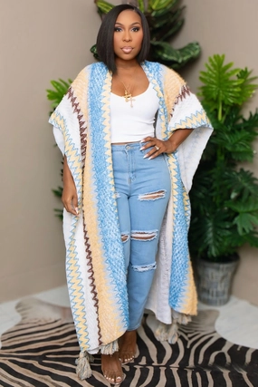 Midweight Layer Softshell Coating Alexis Chevron Print Statement Cardigan-Light