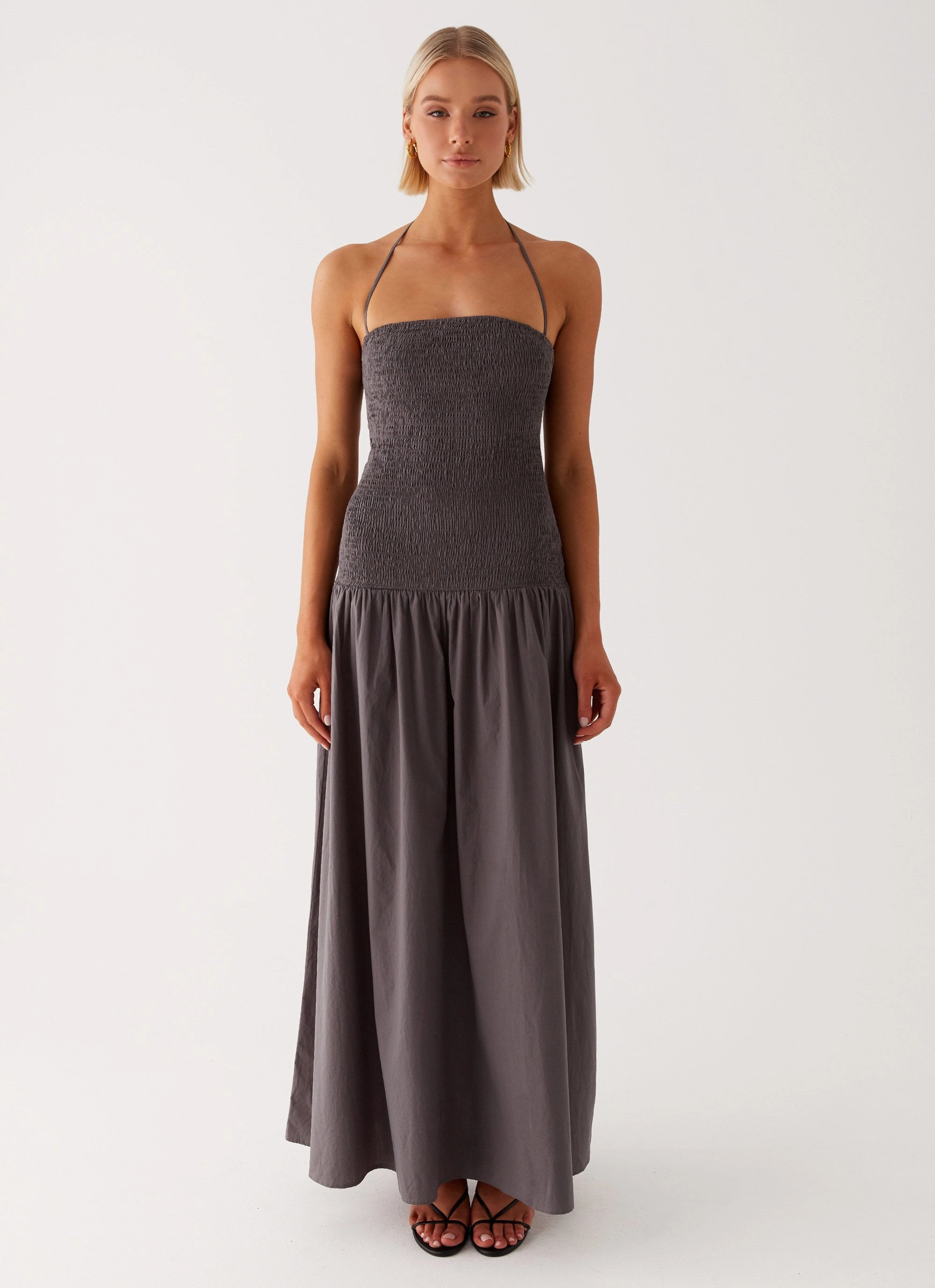 Zahra Maxi Dress - Charcoal Cool Texture