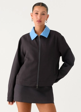 Classic Fit Harlee Poplin Suiting Jacket - Charcoal