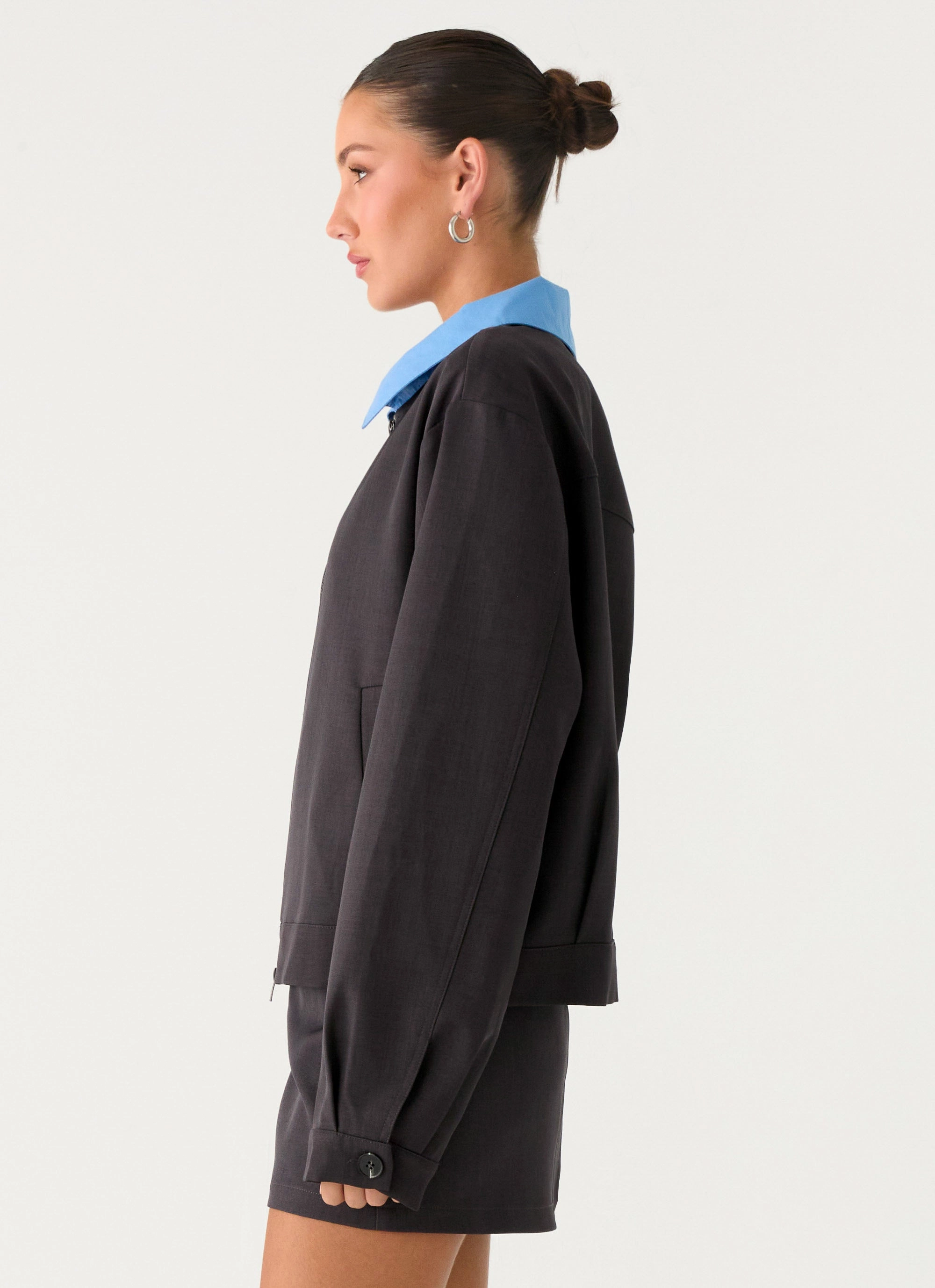 Harlee Poplin Suiting Jacket - Charcoal Weatherproof Technology Lightweight Insulation Technology