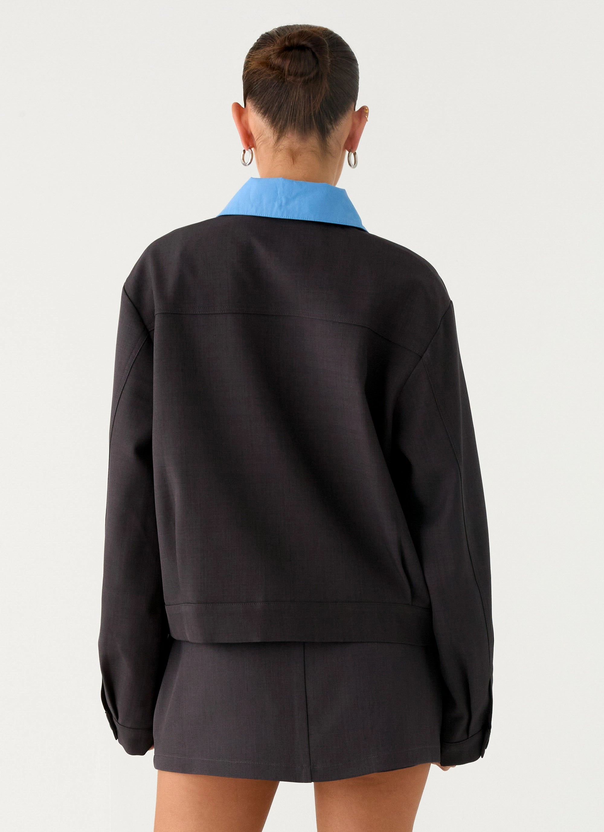 Harlee Poplin Suiting Jacket - Charcoal Thermal Insulated Jacket