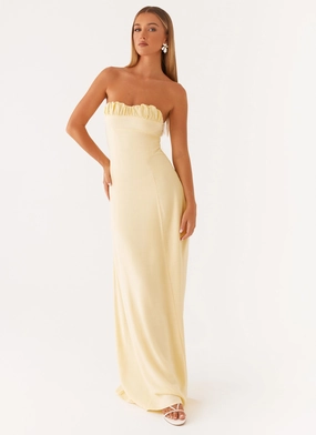 Tayla Linen Maxi Dress - Yellow Elegant brunch outfit