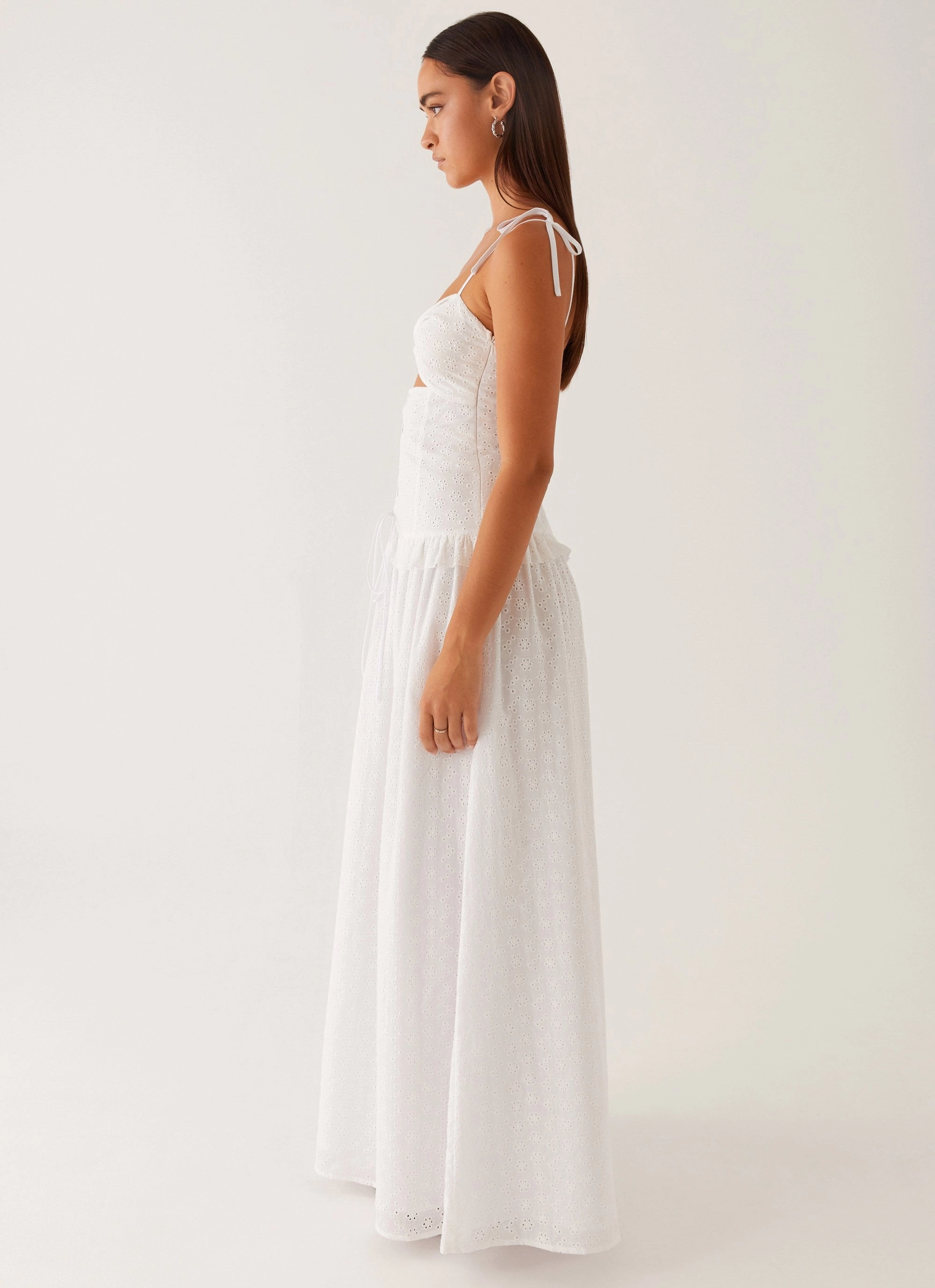 Reveria Twist Maxi Dress - Ivory Buckle-Detail Stain-Guard-Finish