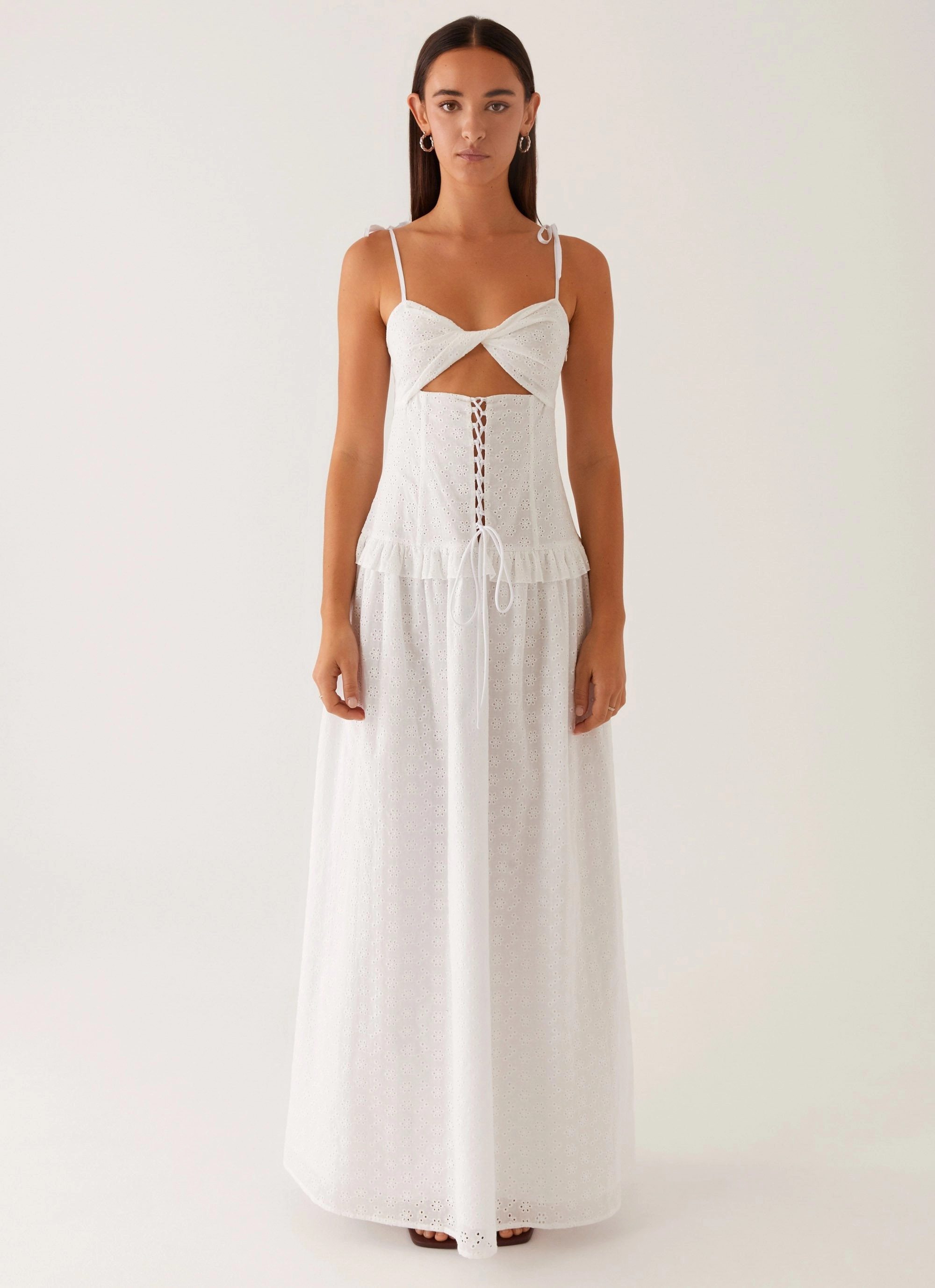 Open Back Fall Inspired Reveria Twist Maxi Dress - Ivory