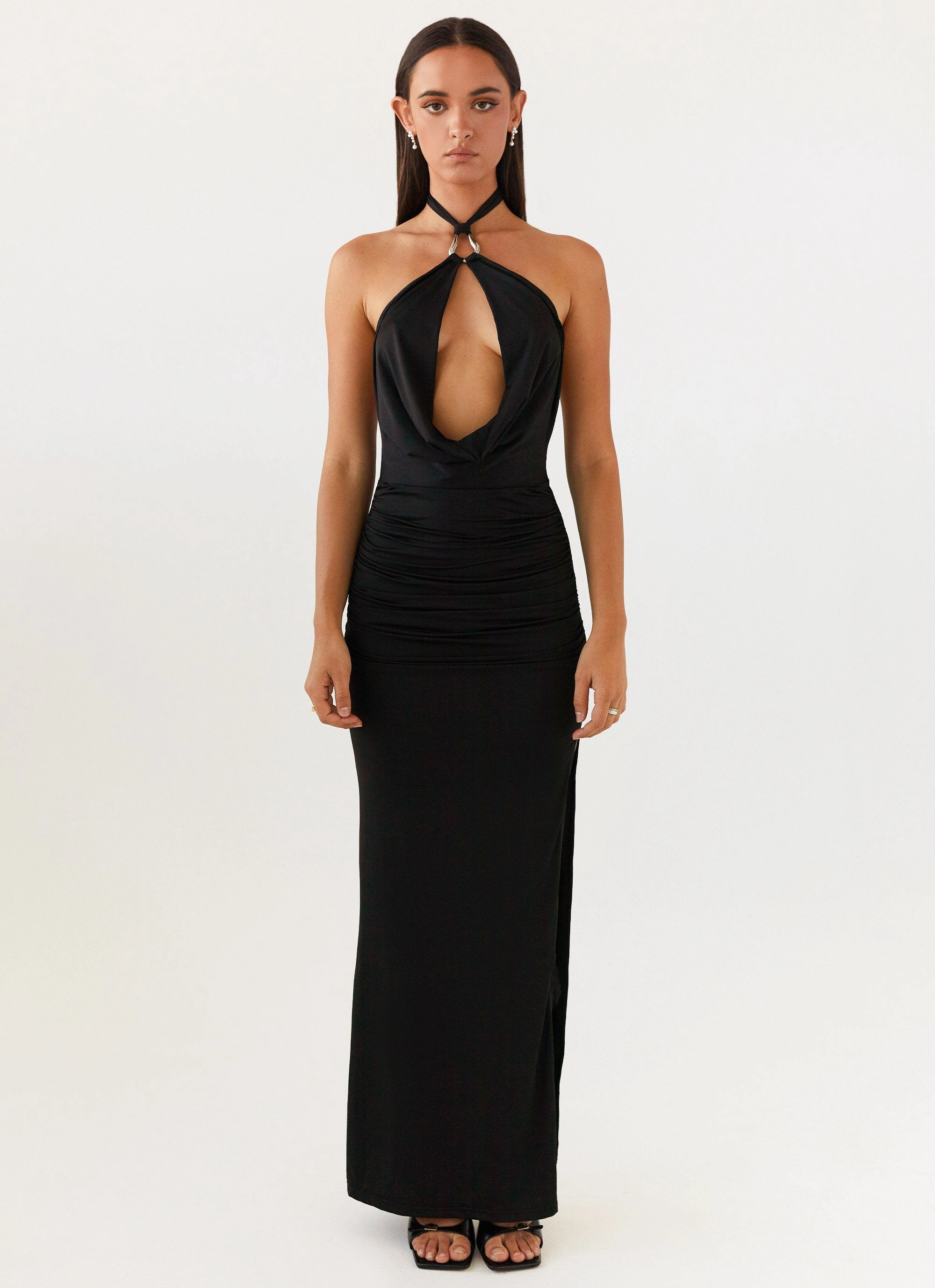 Samara Halterneck Maxi Dress - Black Casual Edge Airy Base
