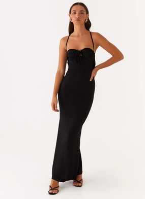 Floral Swing Relaxed Layers Bombshell Maxi Dress - Black