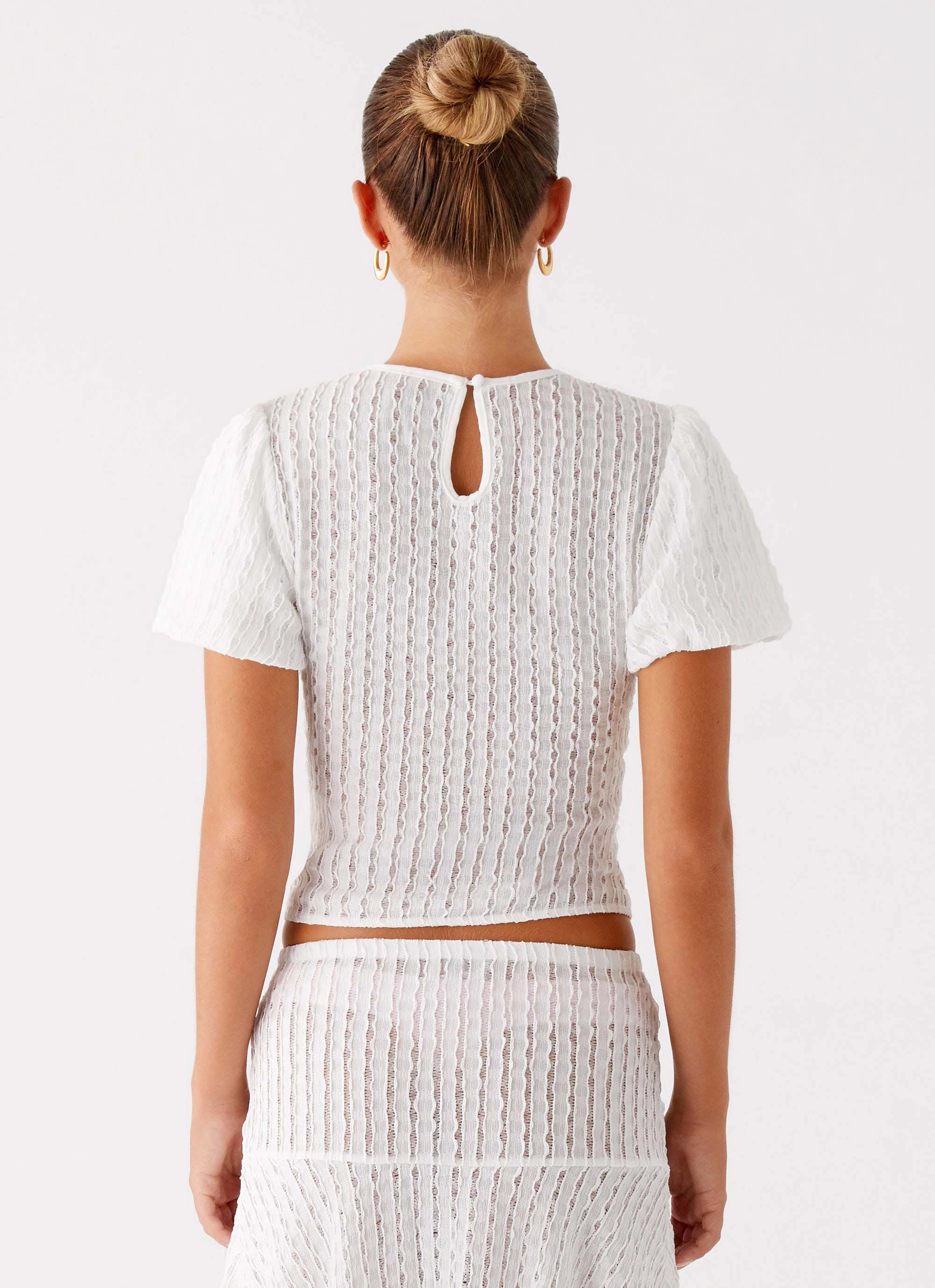 Katta Top - Ivory BreathableFabric RibbedCollar