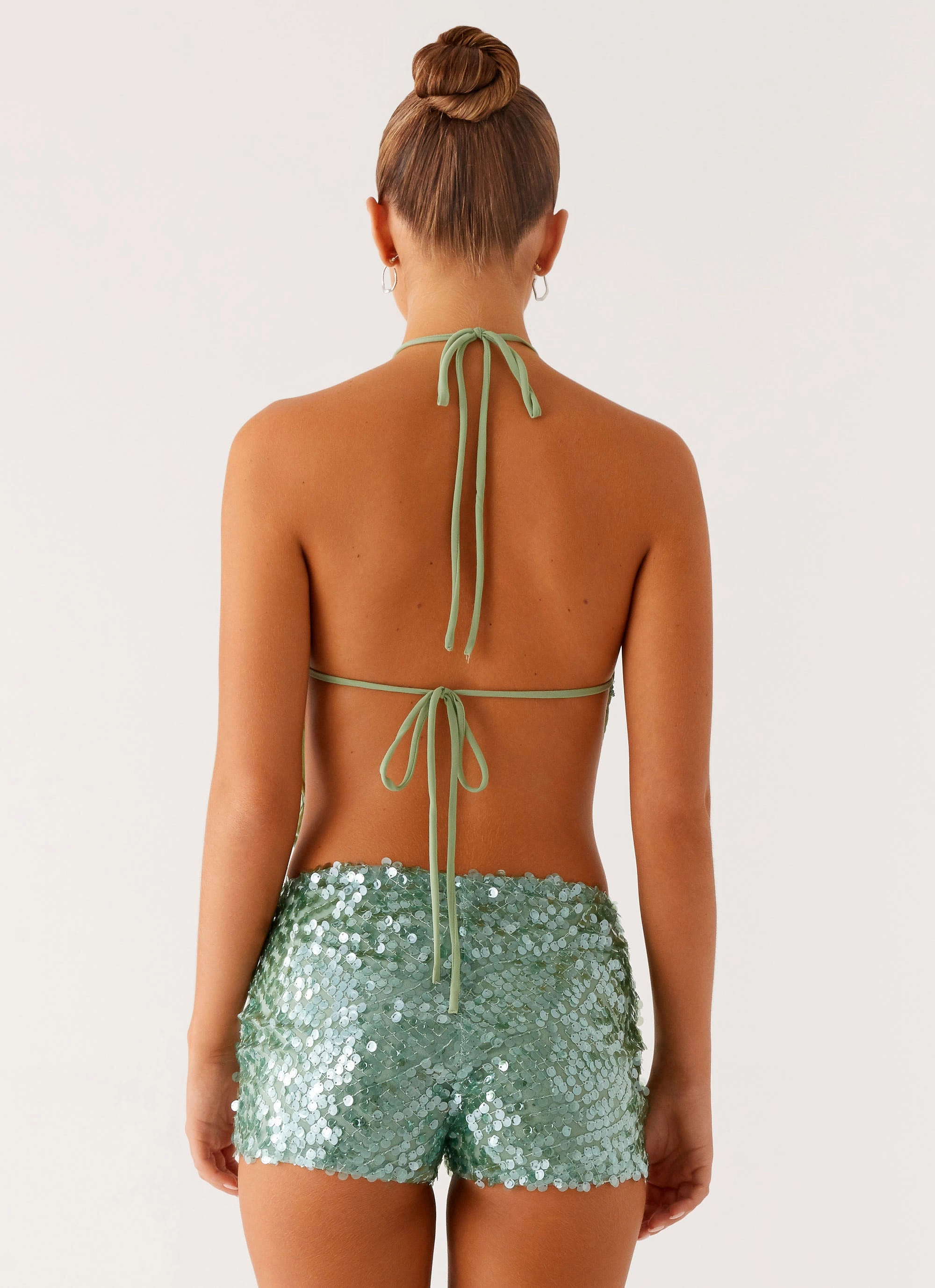 Jonti Halterneck Top - Mint VentilatedBack Flatlock stitching