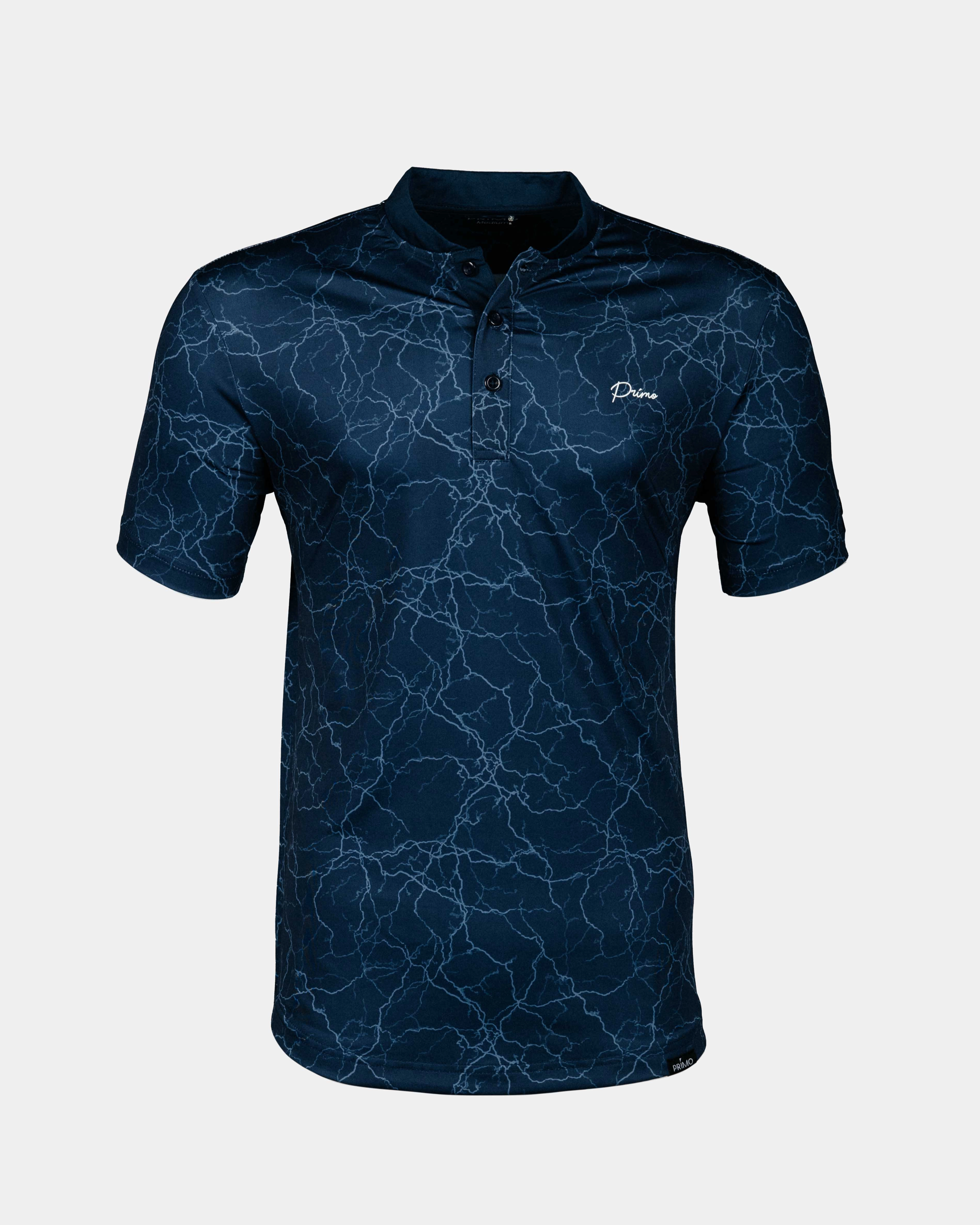 Grant Horvat Blue Bolt Blade Polo Garment Dyed Finish Seamless Knit Design