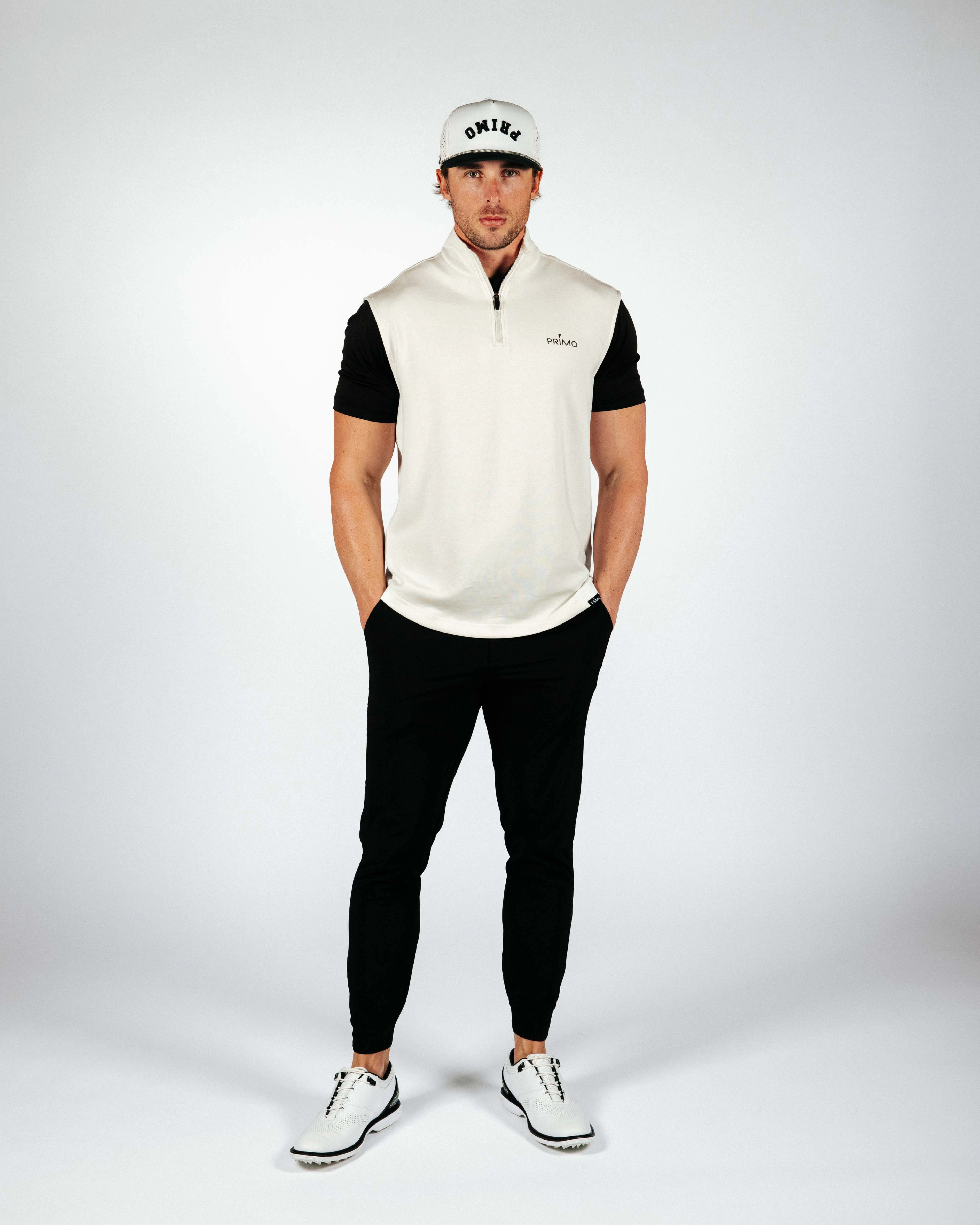 SlimFitAdaptation Eco Friendly Fabric Bone Quarter Zip Vest