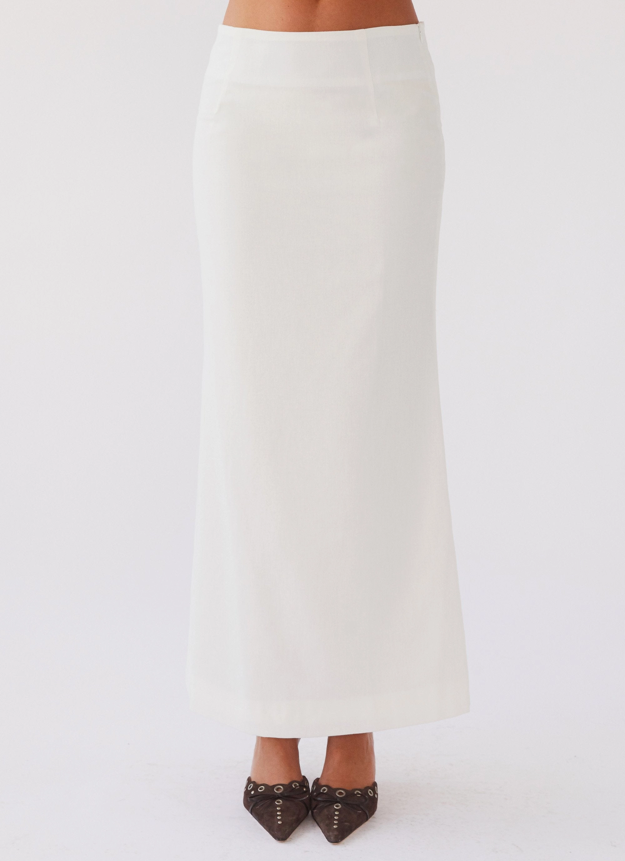 Zip-off legs ReinforcedSeams Born For Bordeaux Linen Midi Skirt - White
