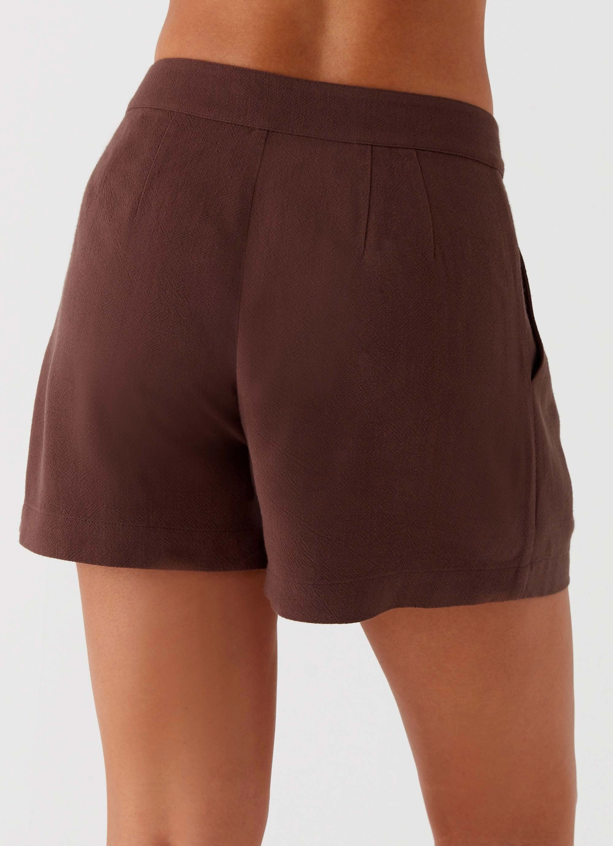 Born For Bordeaux Linen Shorts - Brown UVProtectiveLayer