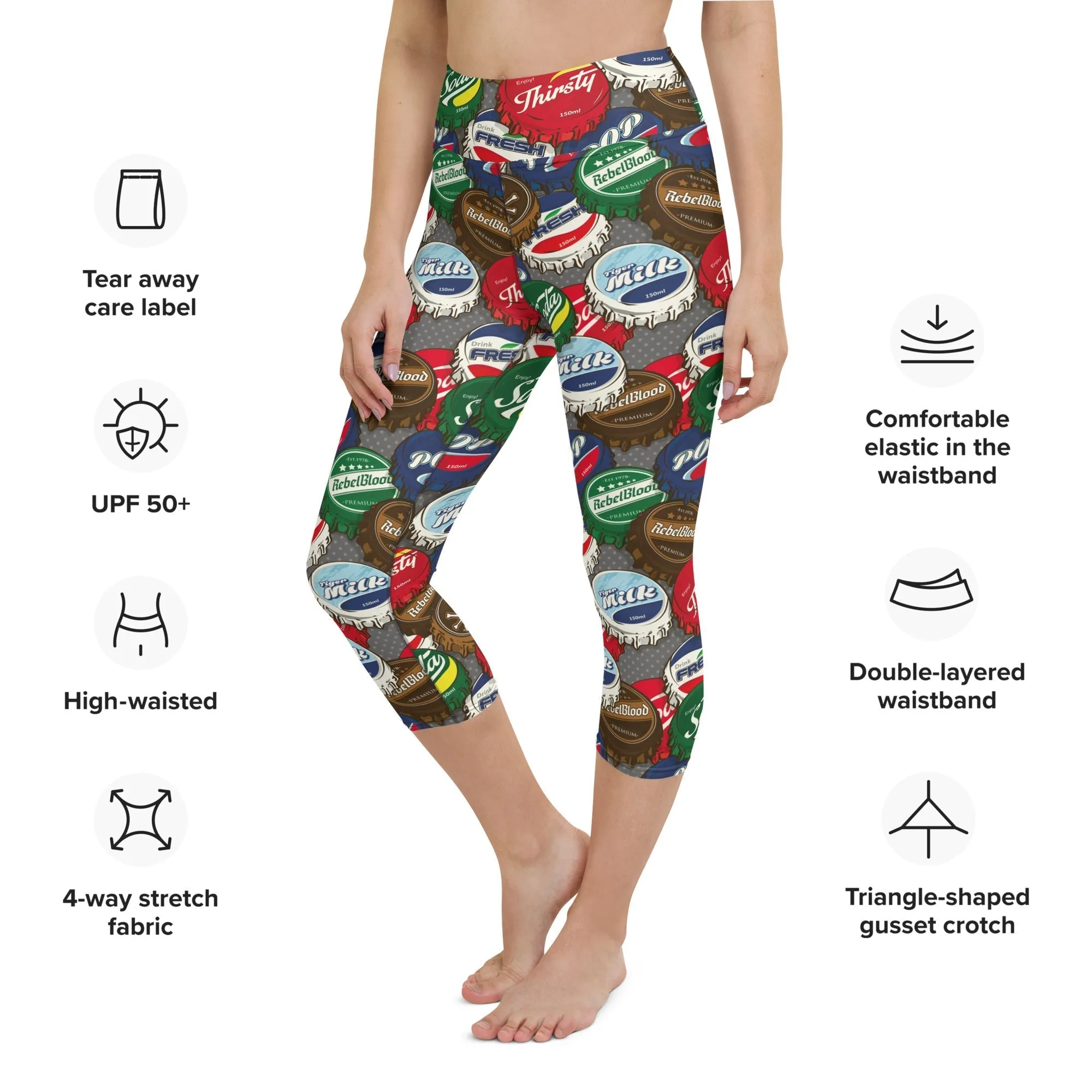 Bottle Caps Yoga Capris