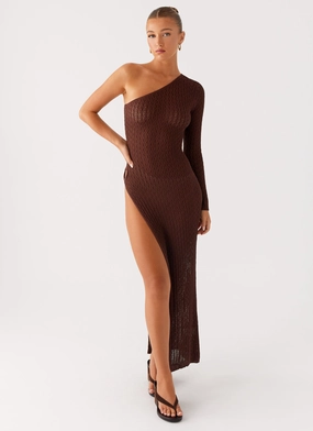 Versatile Comfort Wear Kerri Knit Maxi Dress - Dark Chocolate