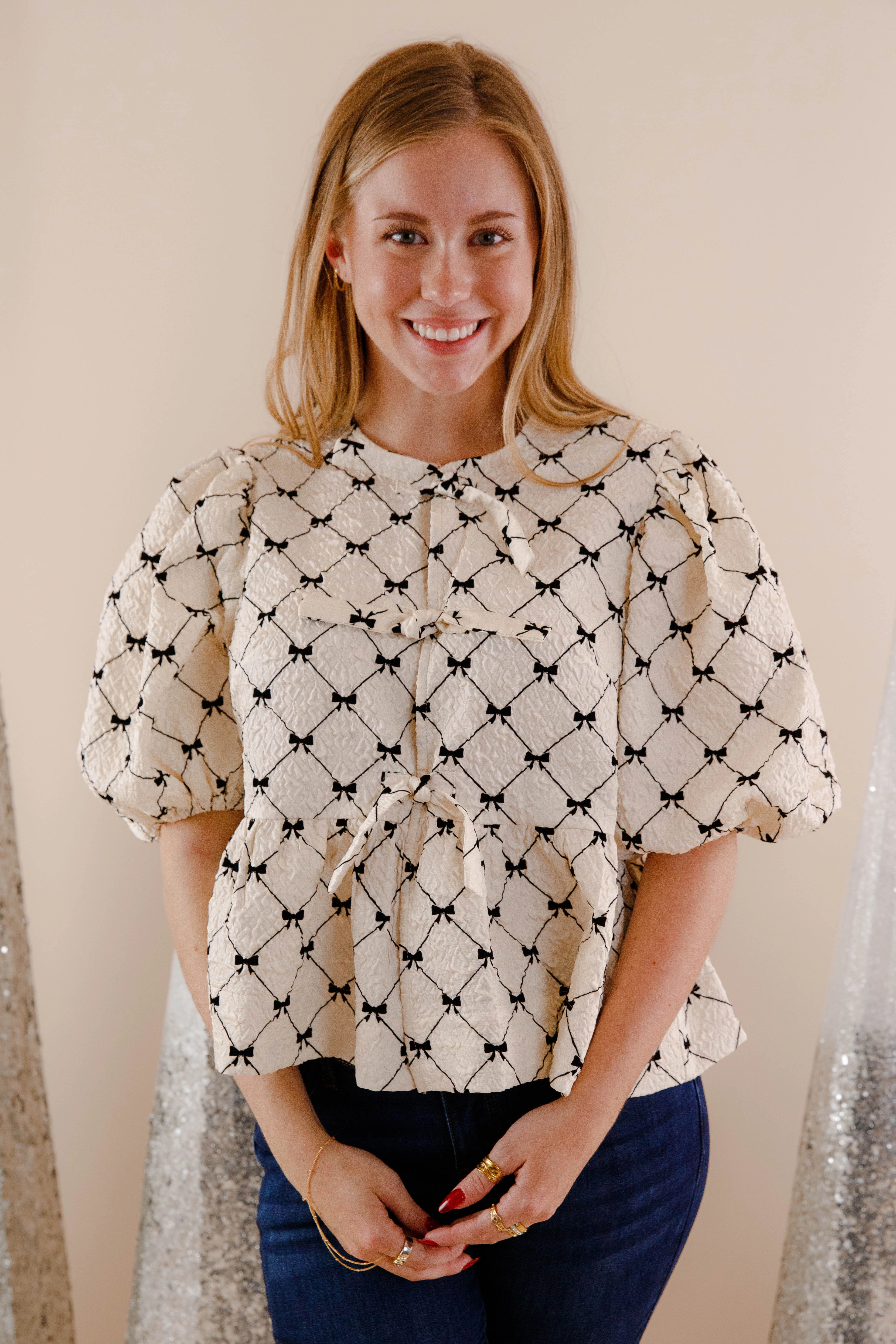 Bow Down Blouse Easy Wear LightweightMaterial