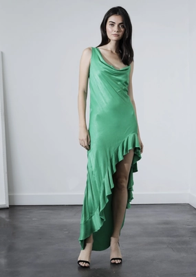 Vintage-Inspired Calm Shine Azelea Midi Dress - Kelly Green