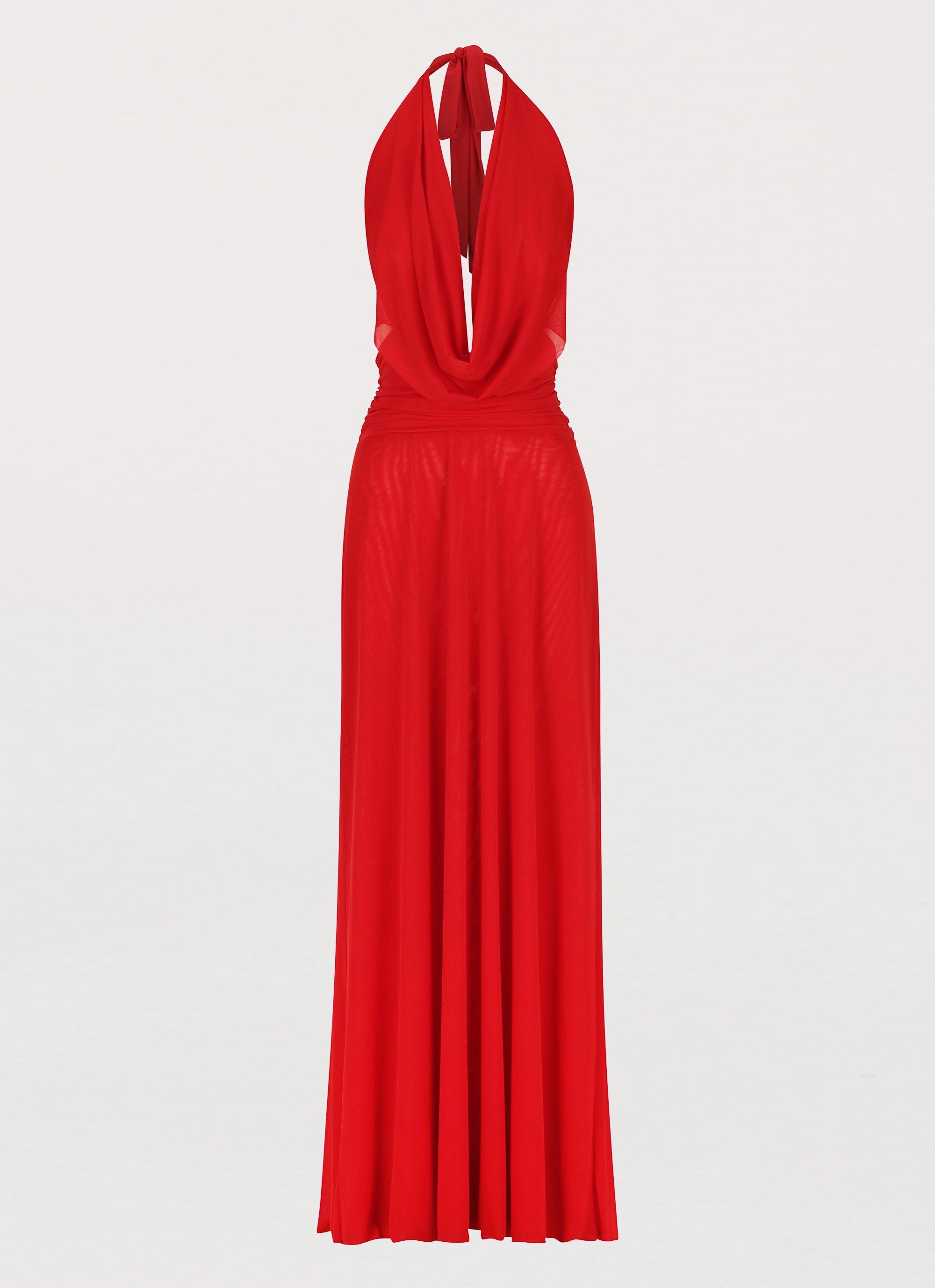 Elysia Mesh Maxi Dress - Cherry Red Artistic Flair