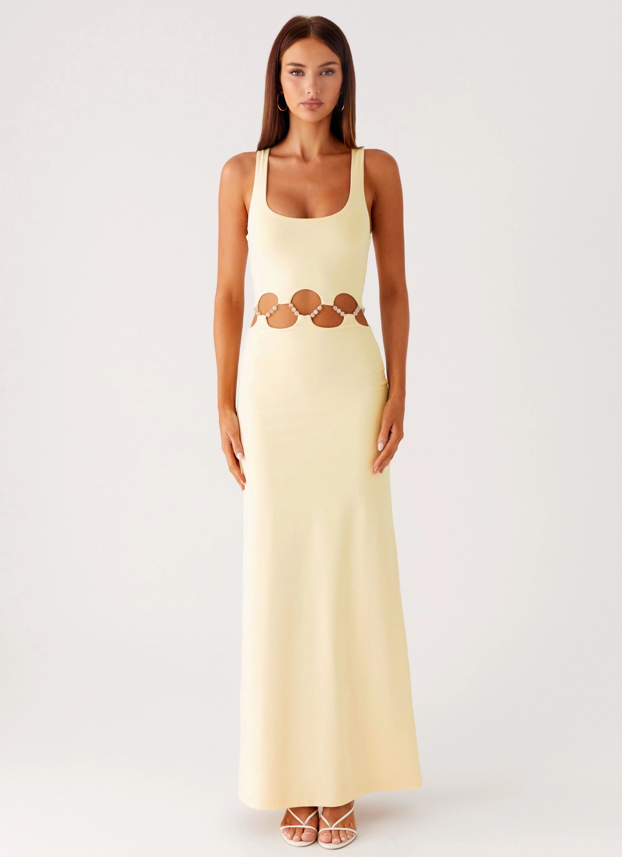 Dreamboat Beaded Maxi Dress - Yellow Floral-Pattern Perfect Mood