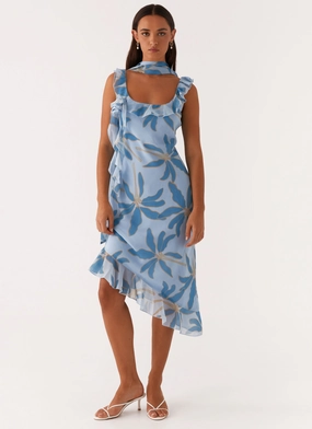 Heart Glow Stylish Touch Fariday Midi Dress - Opulent Blue