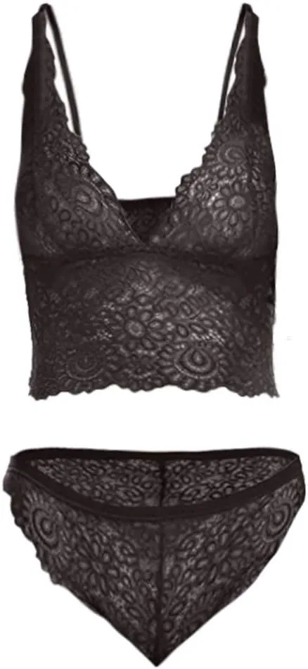 Boxers Men Pack Bodysuit Women Lace Sexy Lingerie Set and Bra Panty Bralette Lace Lace Garter Lingerie Set (Black, XXL)