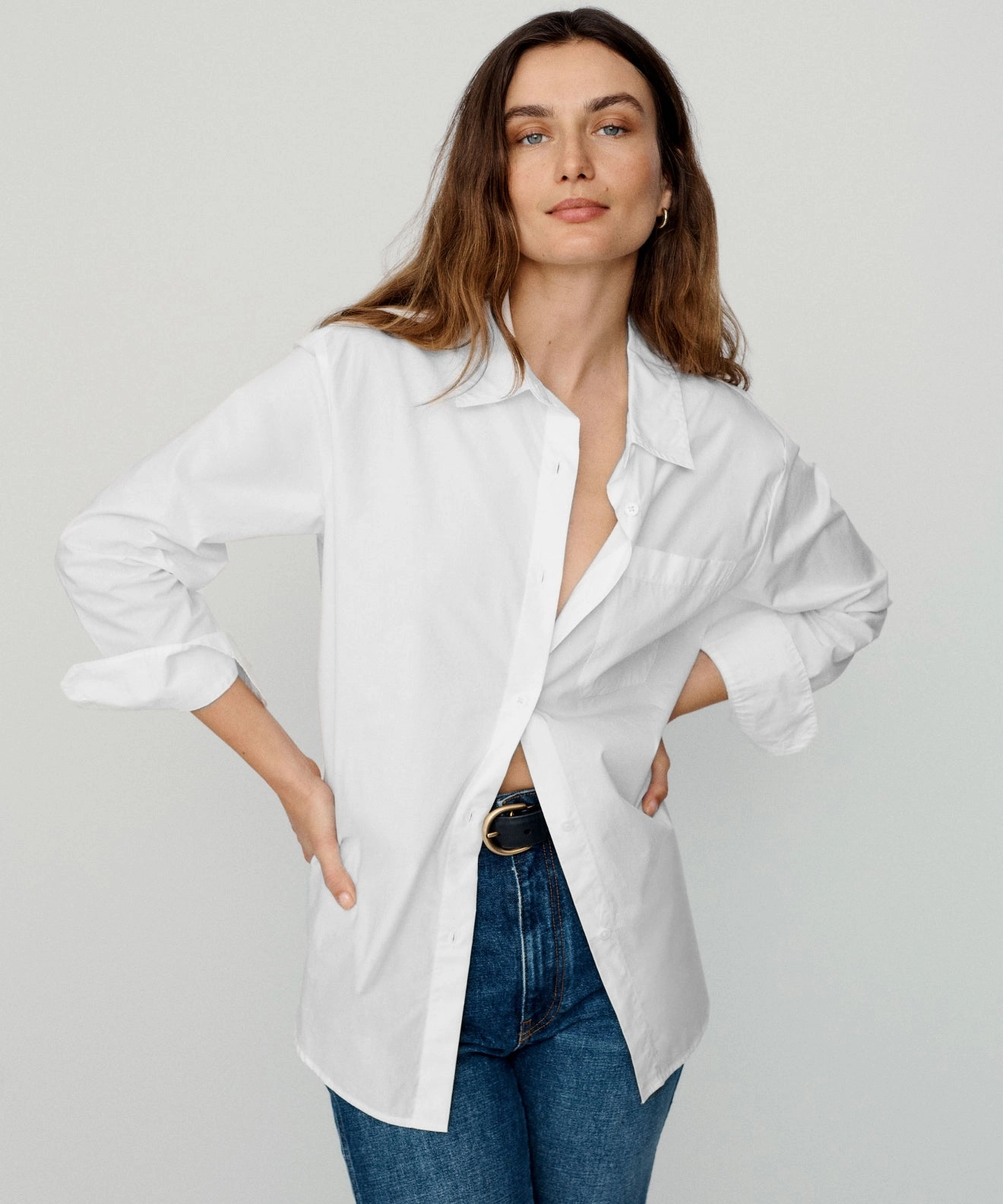 Layered Panel Construction Boyfriend Shirt