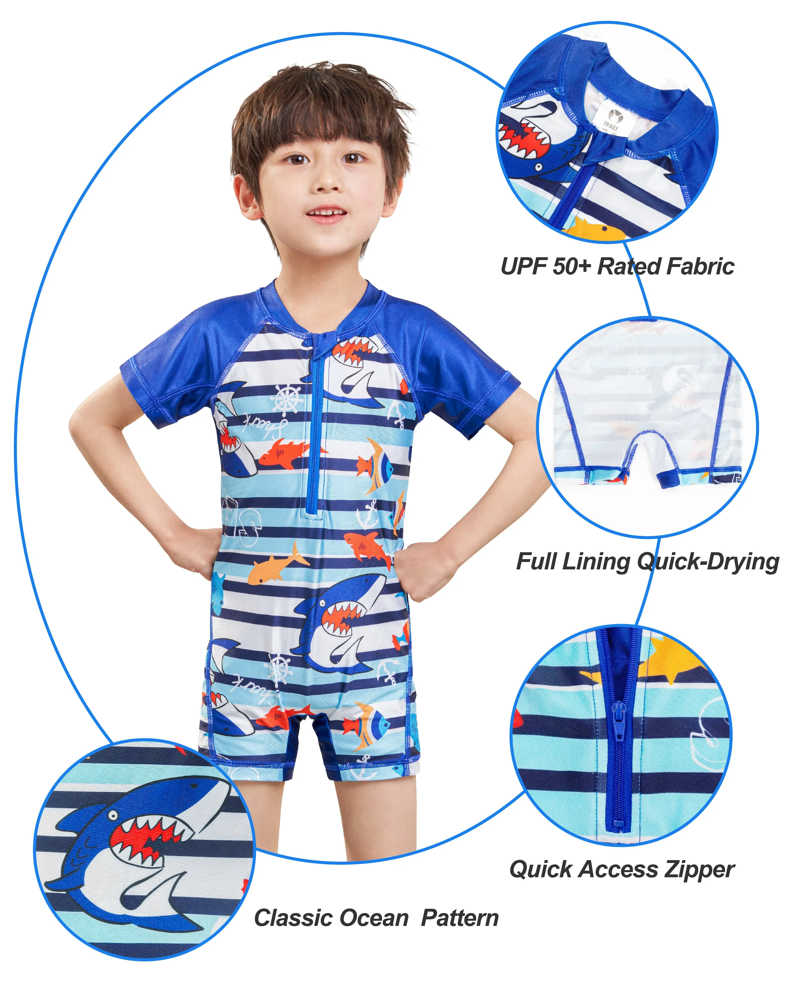 Boys One-Piece Shark Swimwear