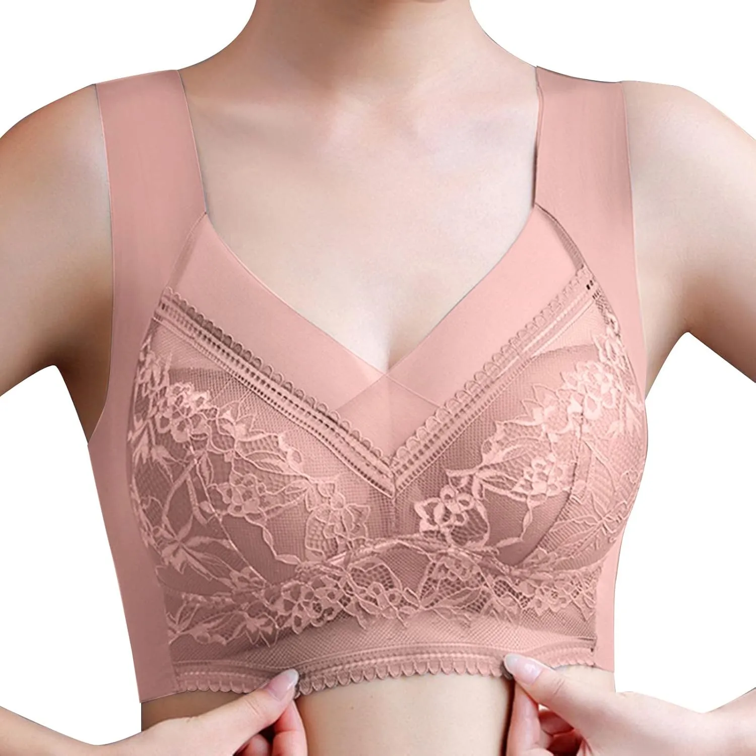 Bra for Women Thin High Plus Size Support Gathering Camisole Bras Push Up Full Coverage Wireless Breathable Comfy Bralettes