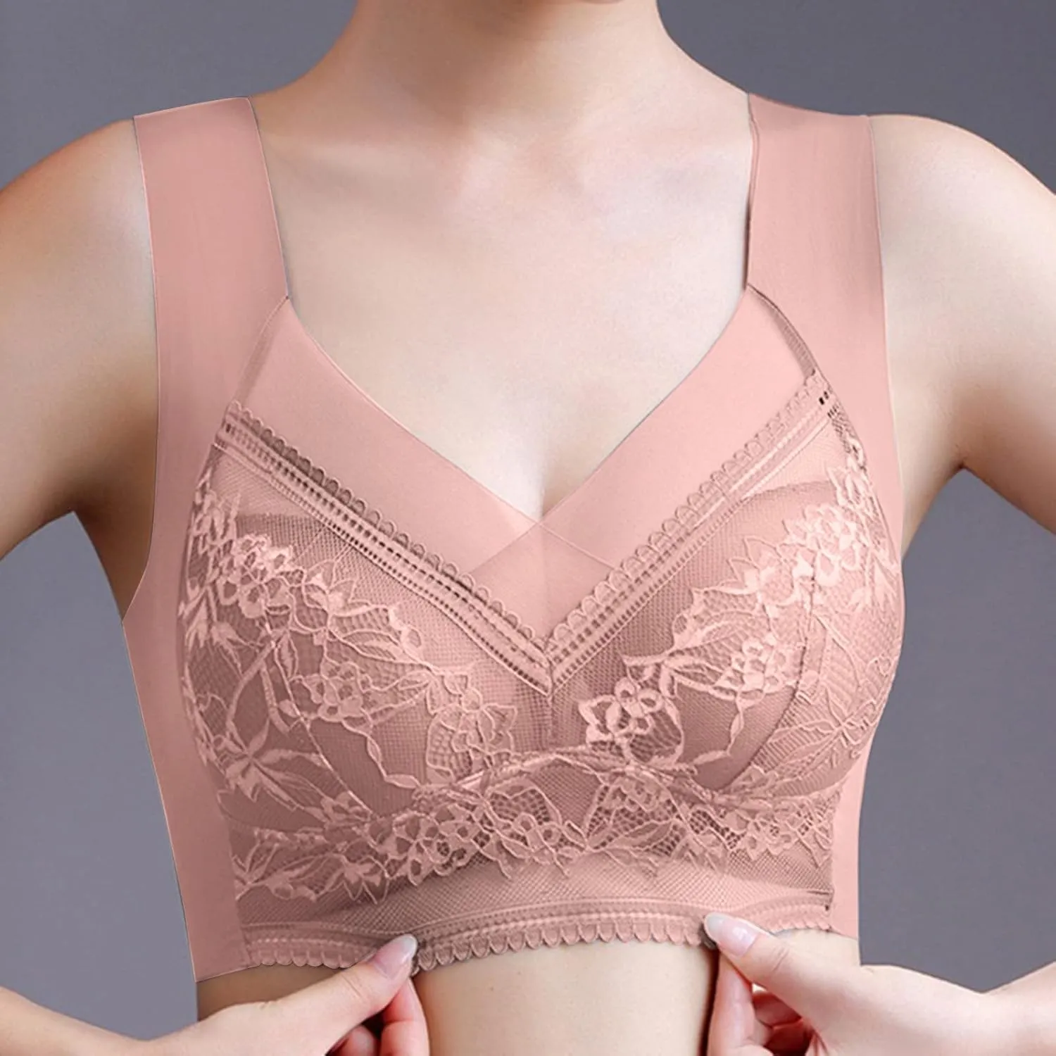 Bra for Women Thin High Plus Size Support Gathering Camisole Bras Push Up Full Coverage Wireless Breathable Comfy Bralettes