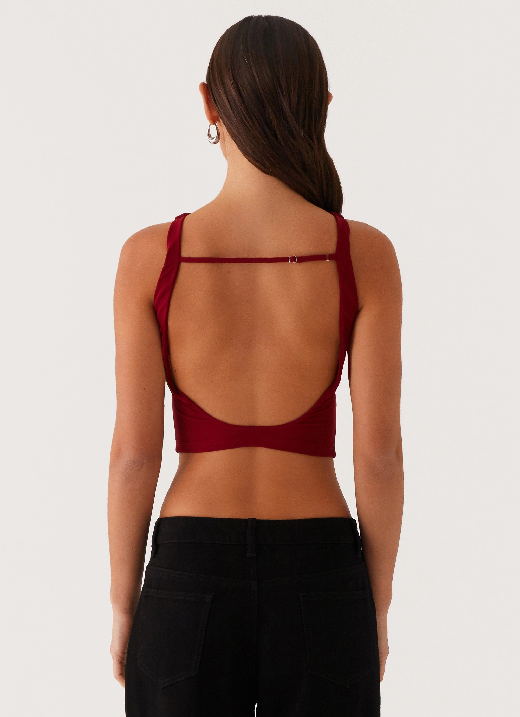 Brae Beaded Mesh Top - Deep Red BreathableFabricTech SoftTouchBrushedInterior