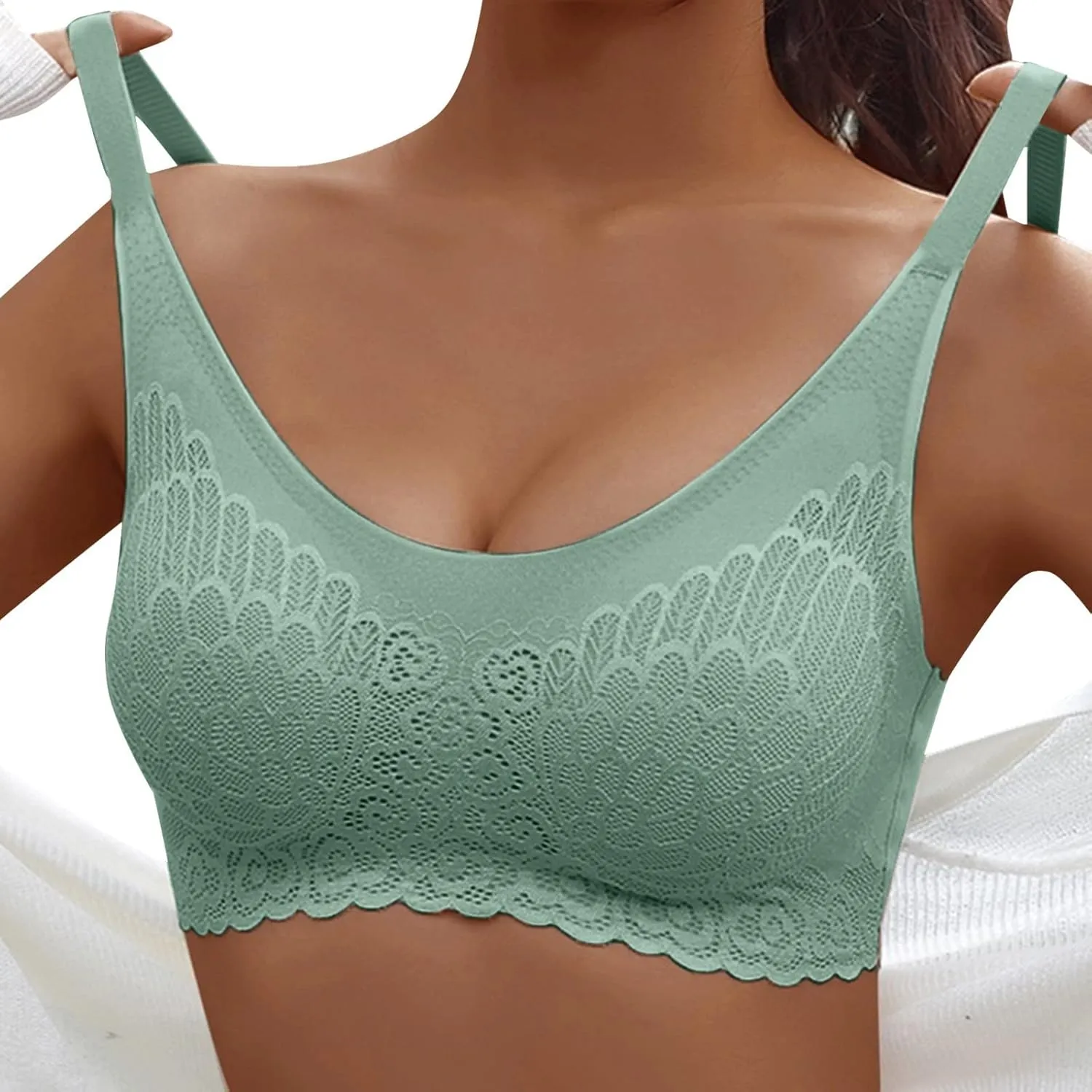 Bras for Women Lace Full Coverage 2025 Gathering Bras Seamless High Support Breathable Comfortable Wirefree Bralettes