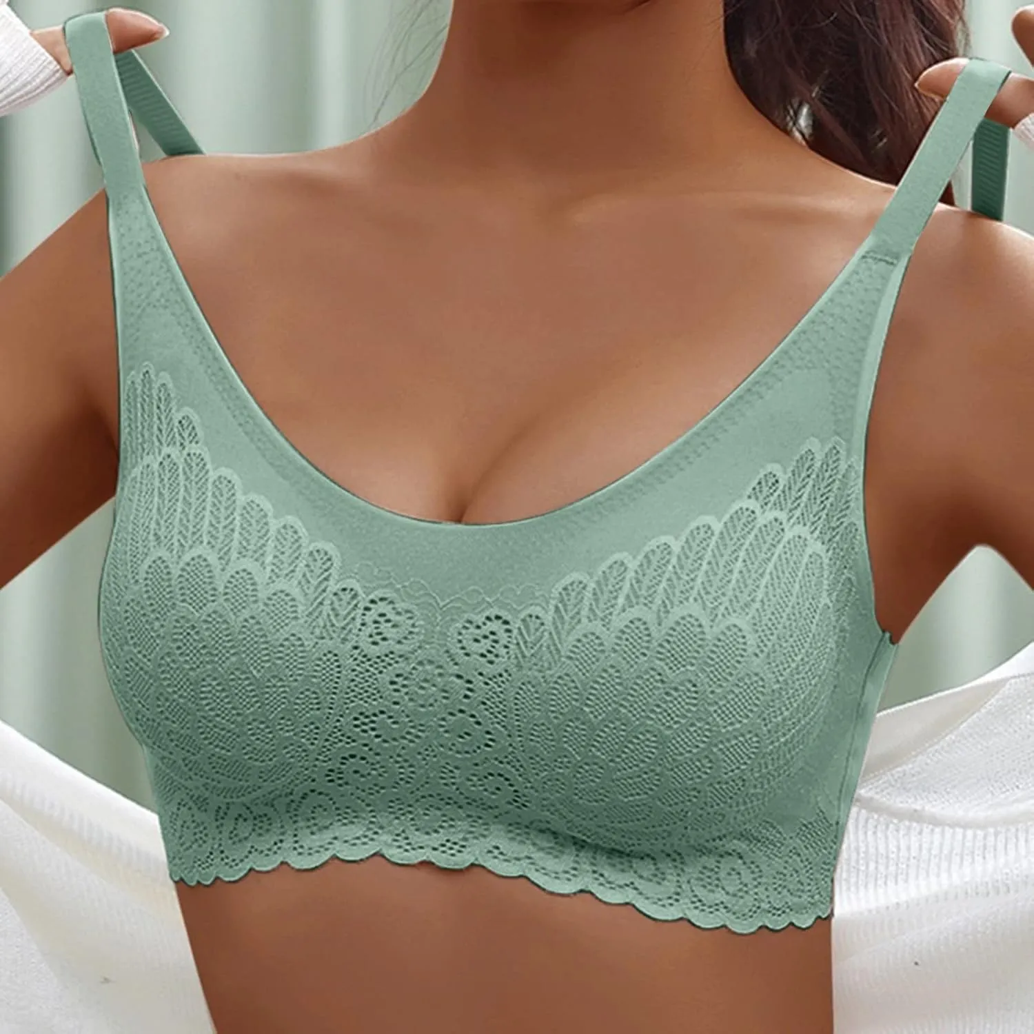 Bras for Women Lace Full Coverage 2025 Gathering Bras Seamless High Support Breathable Comfortable Wirefree Bralettes