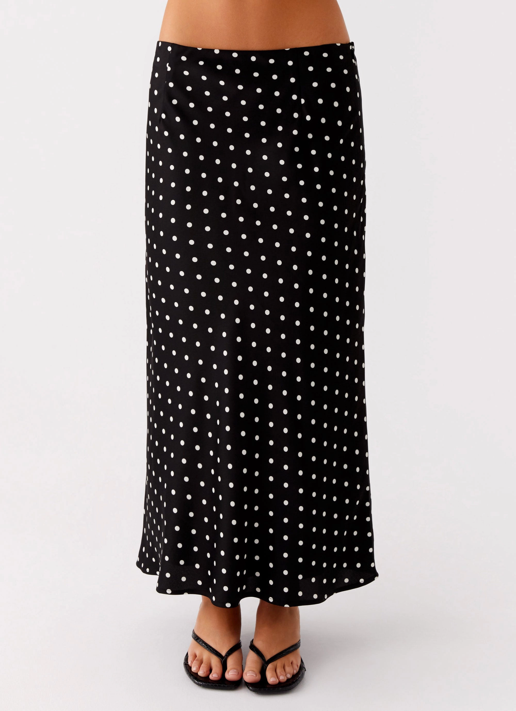 DurablePolyester HiddenPockets Breanne Midi Skirt - Black Polka Dot