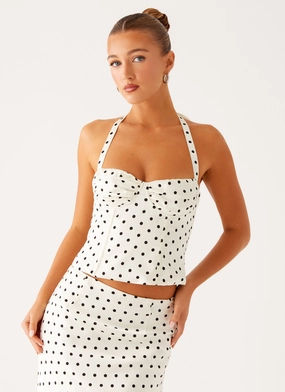 HighStrength Threadwork CompactSize Breanne Top - White Polka Dot