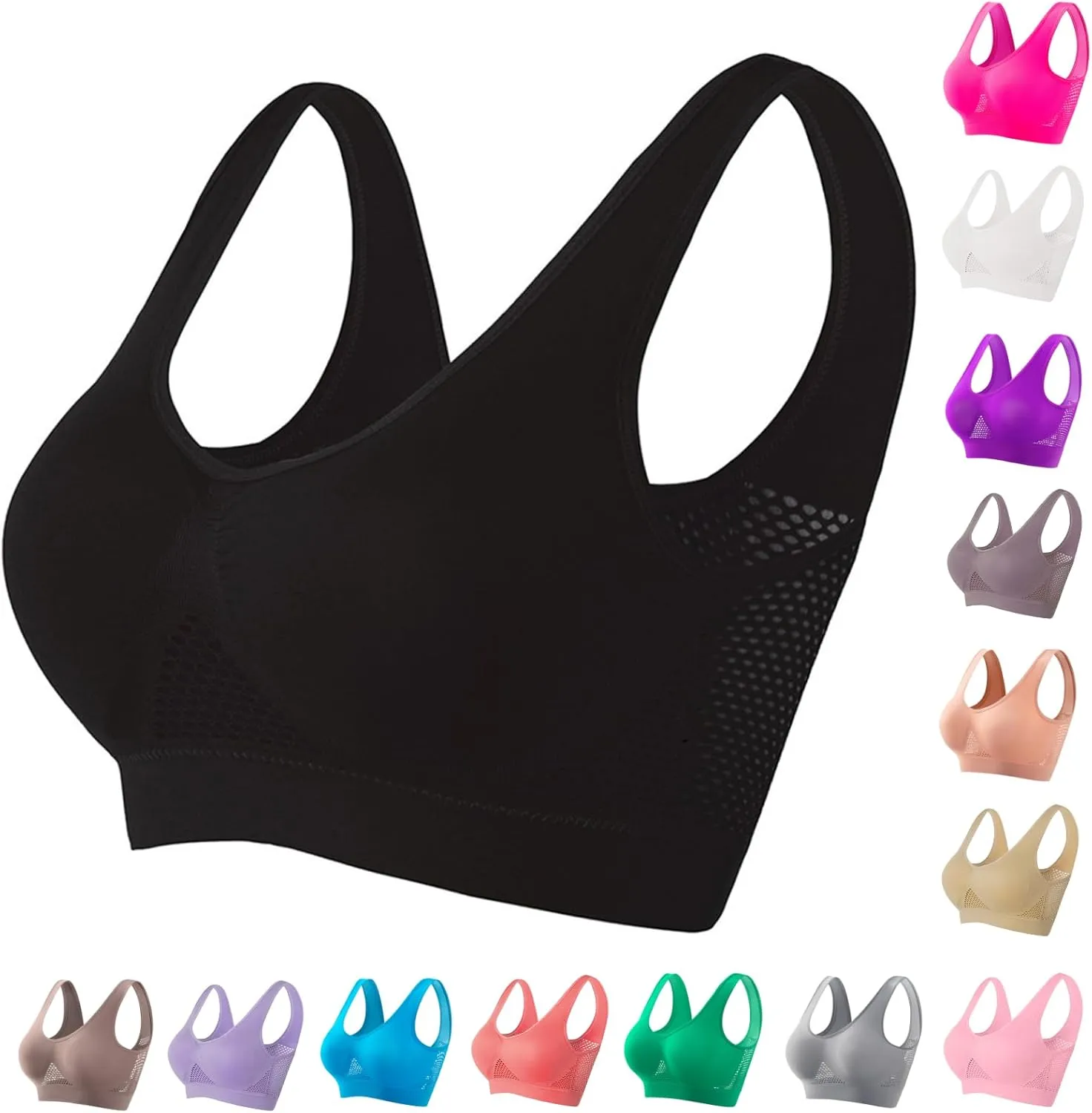 Breathable Anti-Sagging Breasts Sports Bras for Women Cooling Comfort Wireless Bra Breathable Lift Up Air Bra