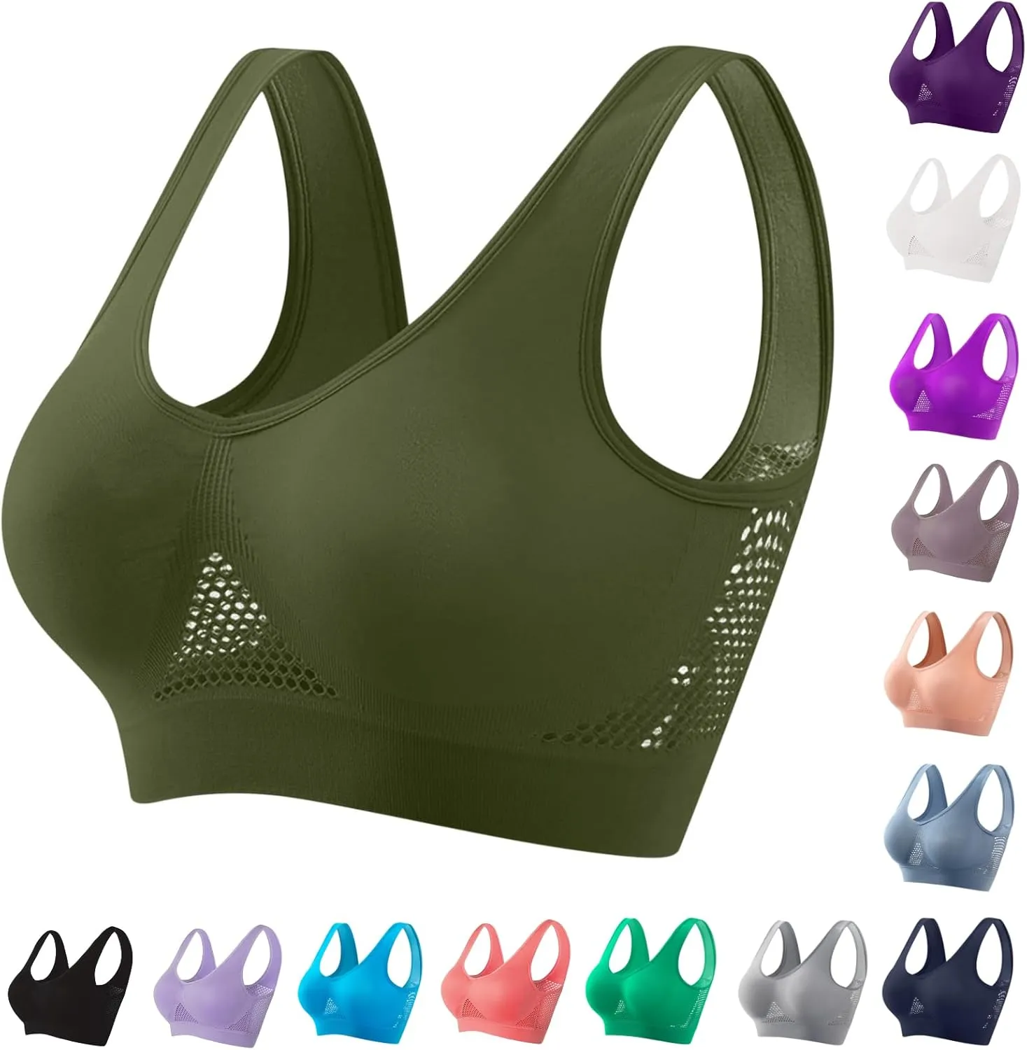 Breathable Anti-Sagging Breasts Sports Bras for Women Cooling Comfort Wireless Bra Breathable Lift Up Air Bra