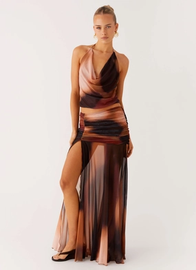 Stargazer Mesh Maxi Skirt - Black Gradient Non Slip Waistband ComfortWaistband