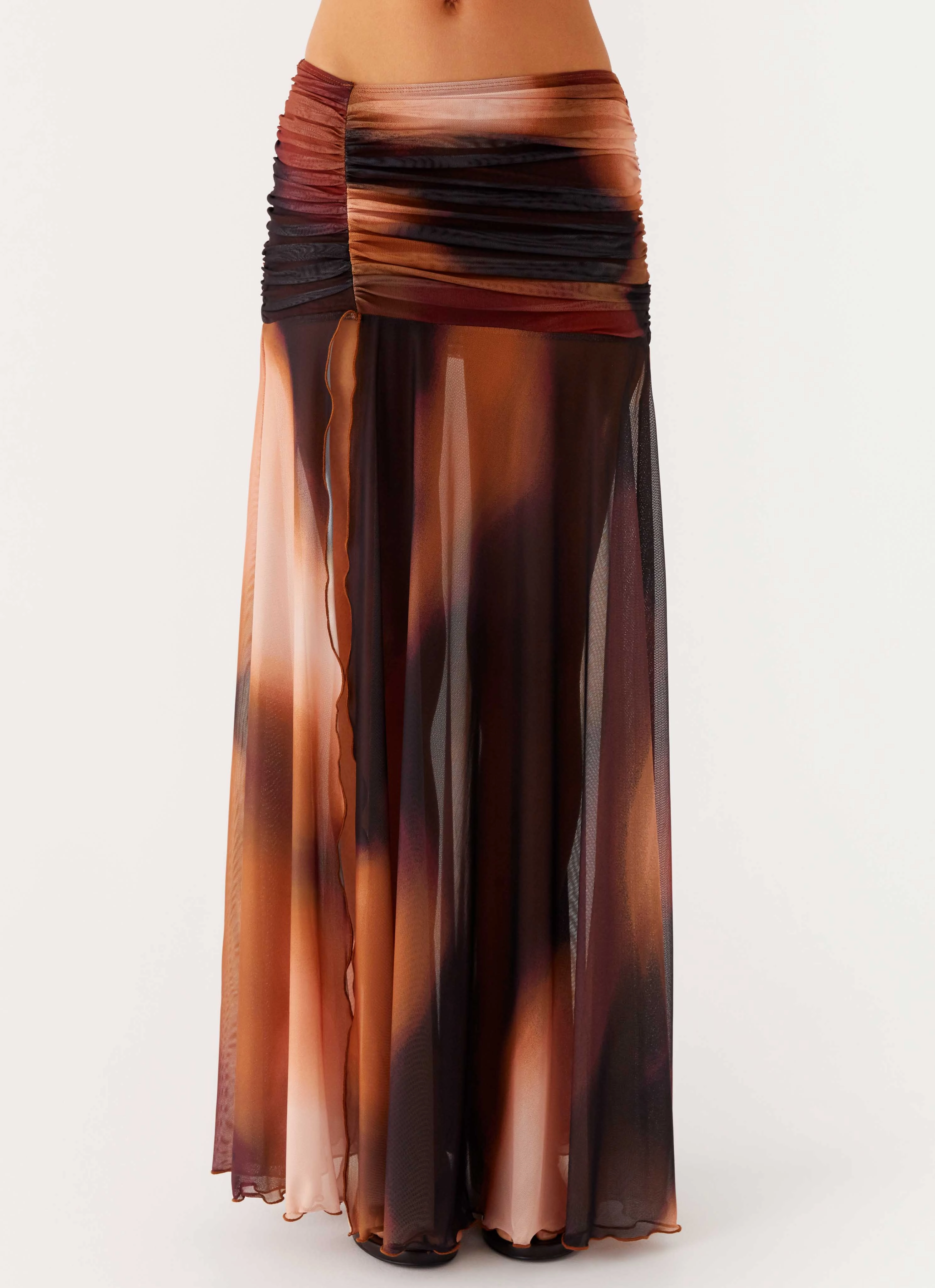Stargazer Mesh Maxi Skirt - Black Gradient Soft Brushed Lining