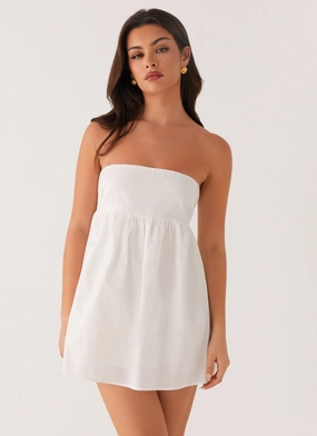 Easy Lovely Modern Twist Dylan Babydoll Mini Dress - White