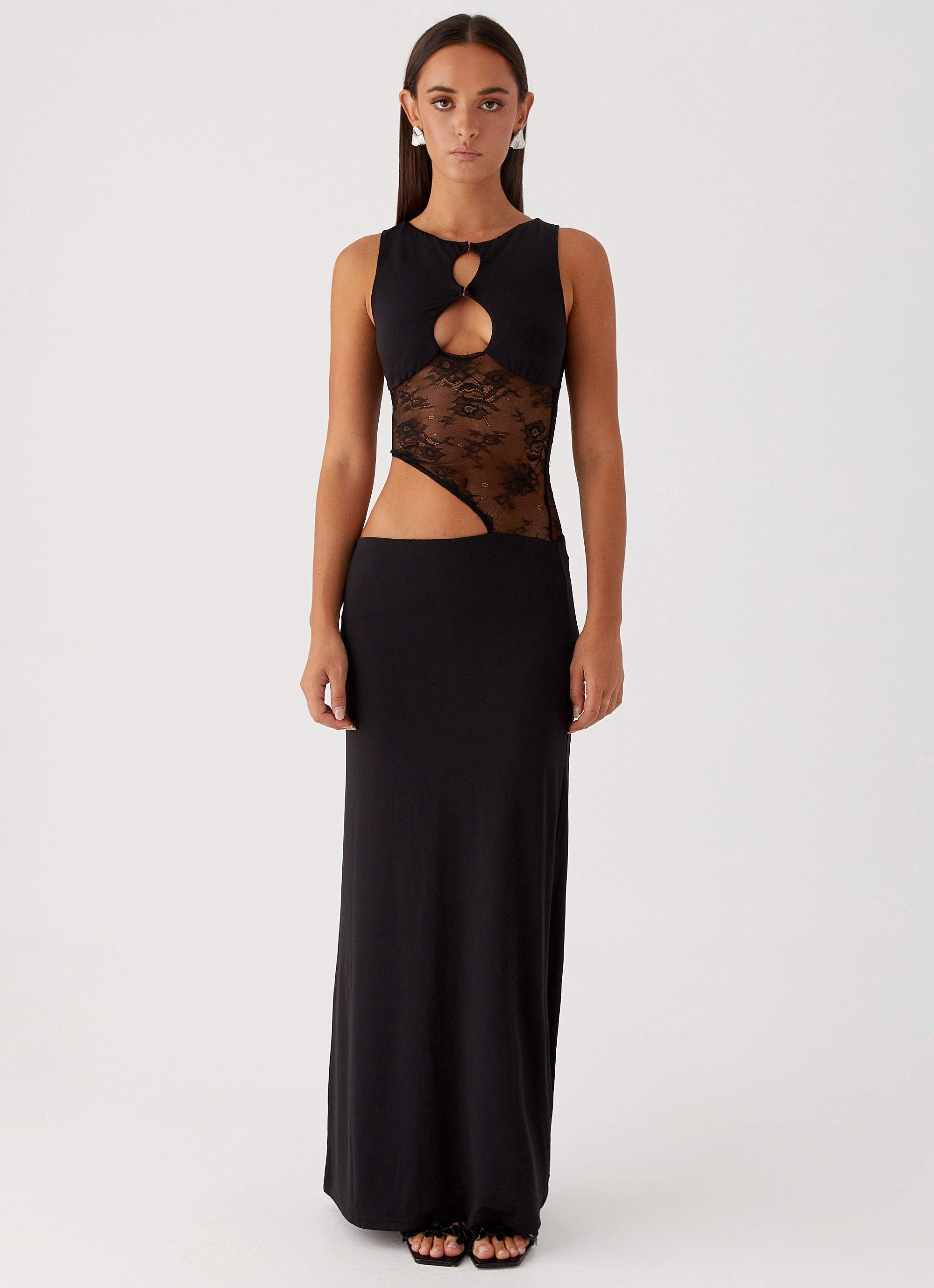 Bold Color Fresh Form Prophecy Maxi Dress - Black