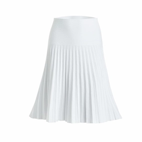 Anti Snag Threading Contrast Trim MM SUMMER PLEATED SKIRT- PURE WHITE.