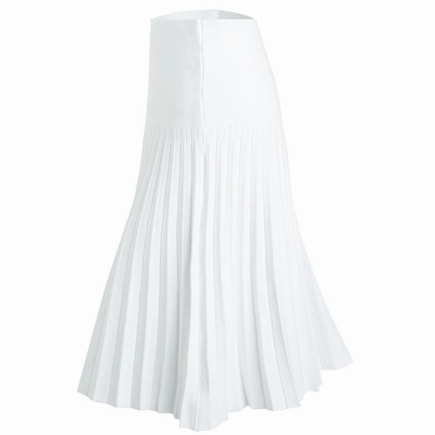 Sleek Cut Clean Finish MM SUMMER PLEATED SKIRT- PURE WHITE.