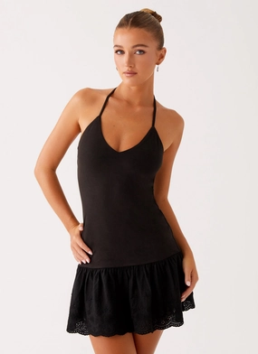 Amsterdam Mini Dress - Black Easy Movement Draped-Style