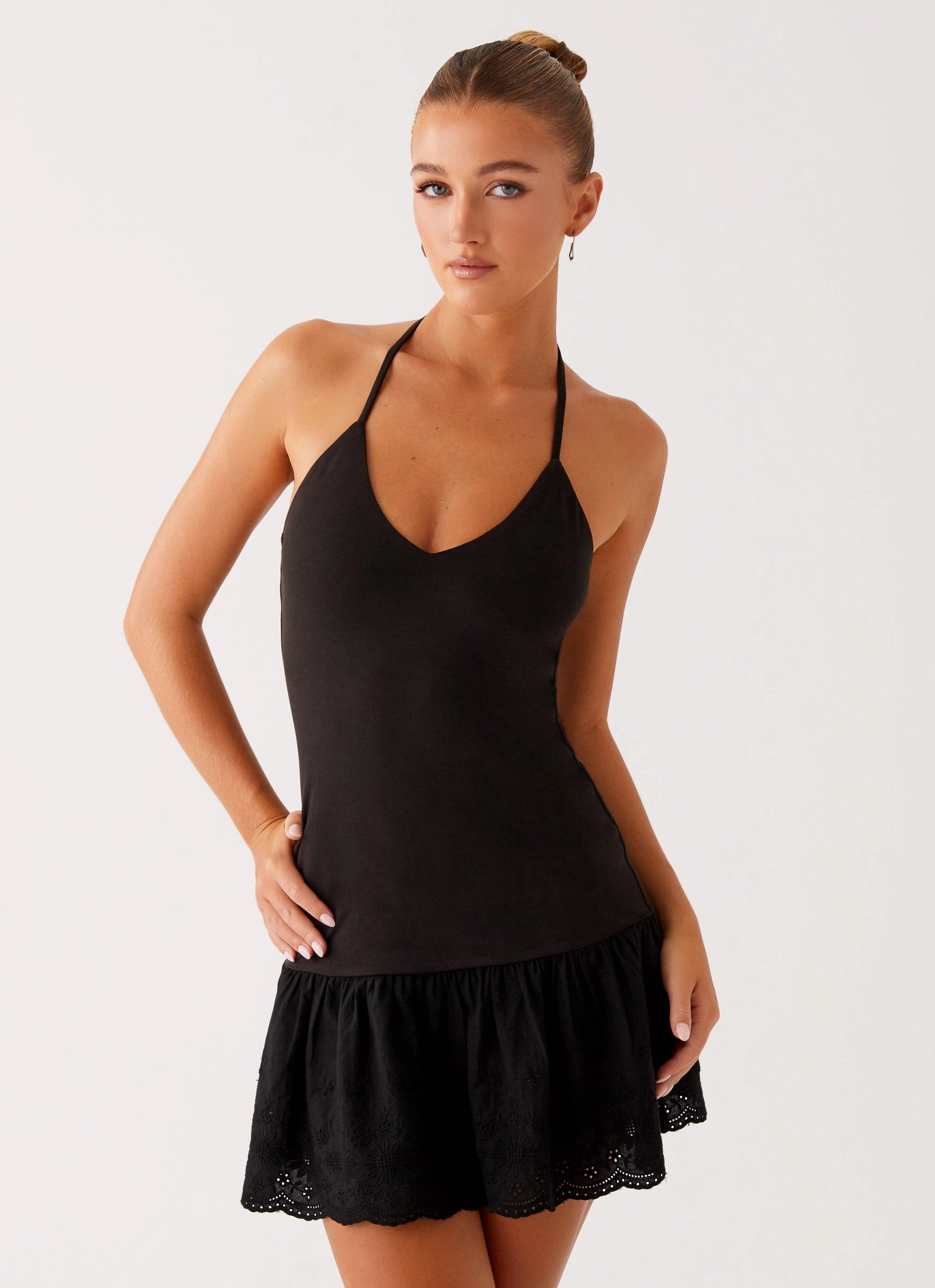 Amsterdam Mini Dress - Black Easy Movement Draped-Style