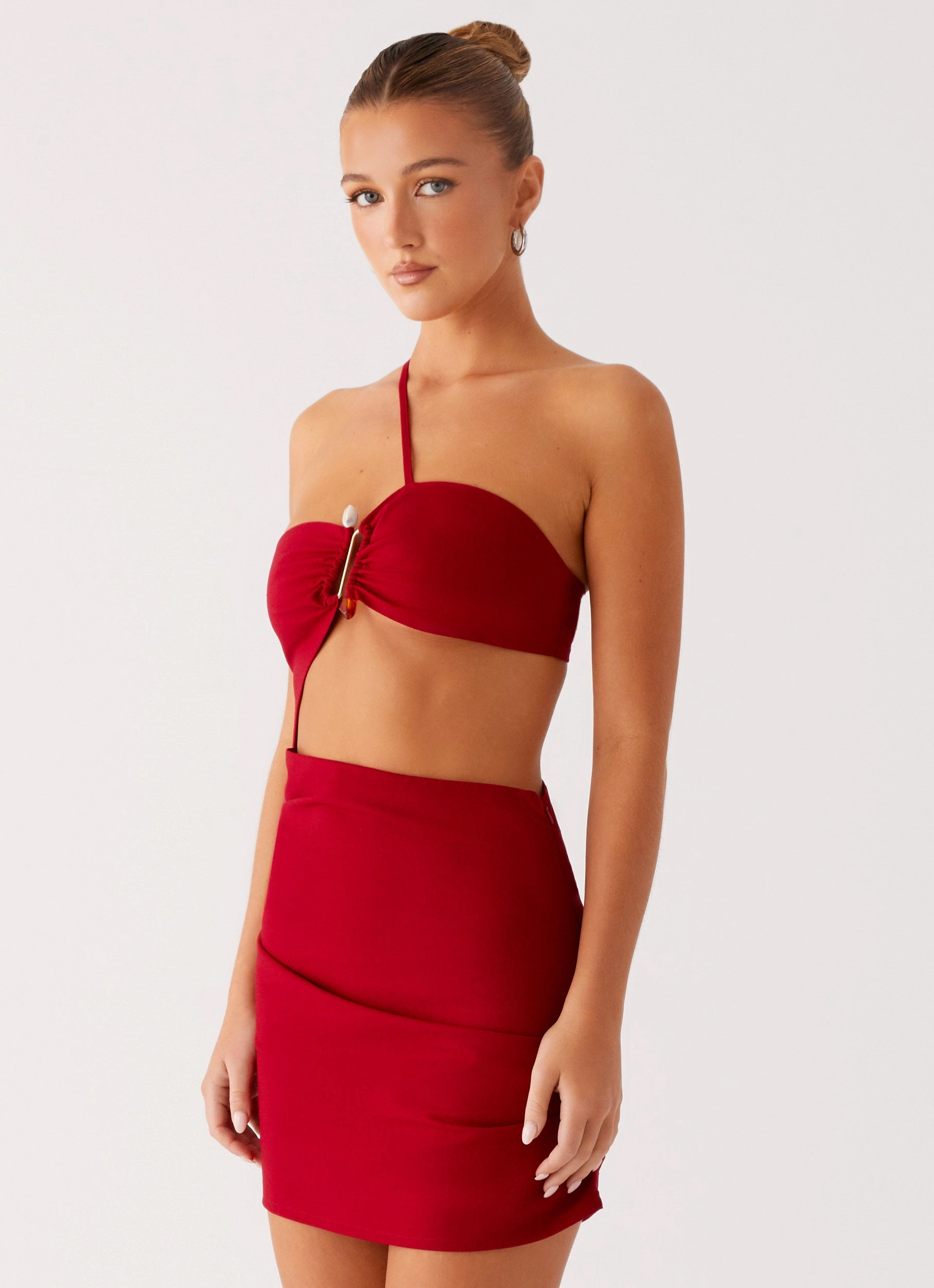 Belt Waist Gossip Mini Dress - Red