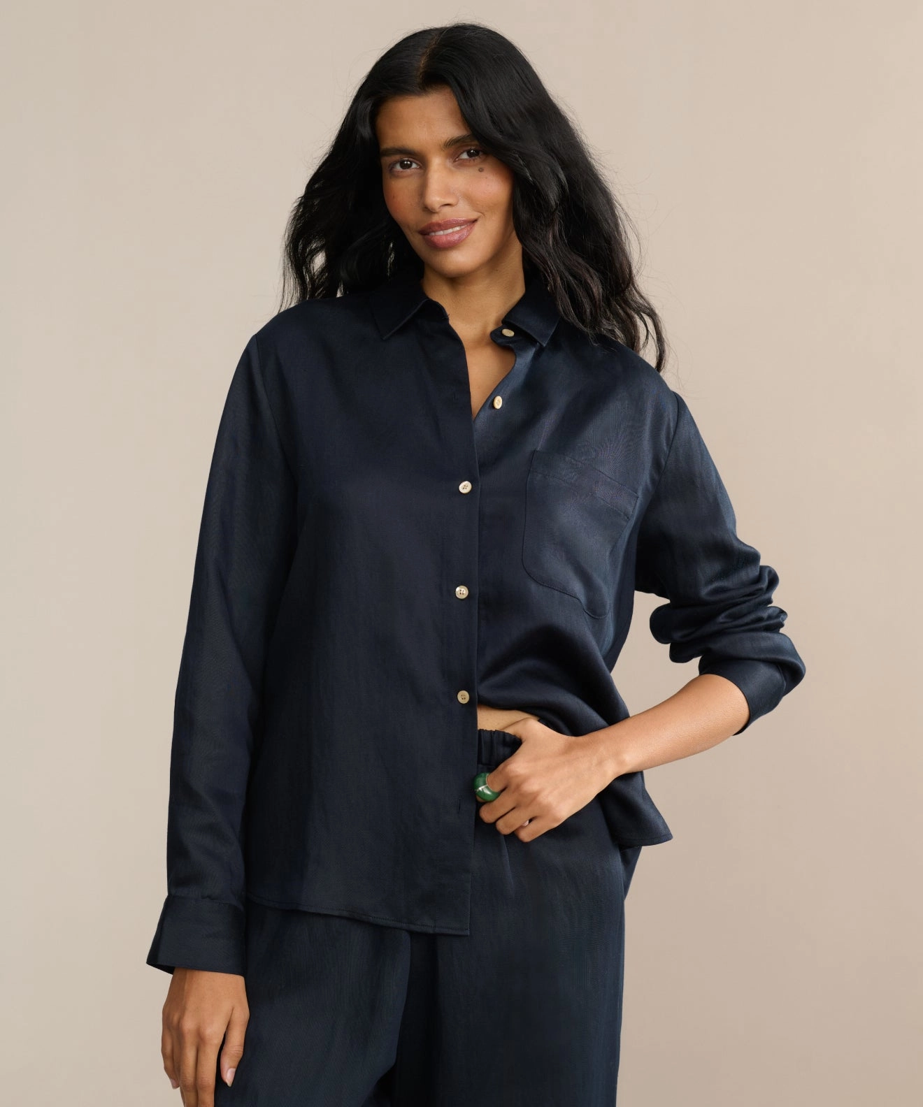Madeline Shirt Taped Neckline Low Profile Zipper