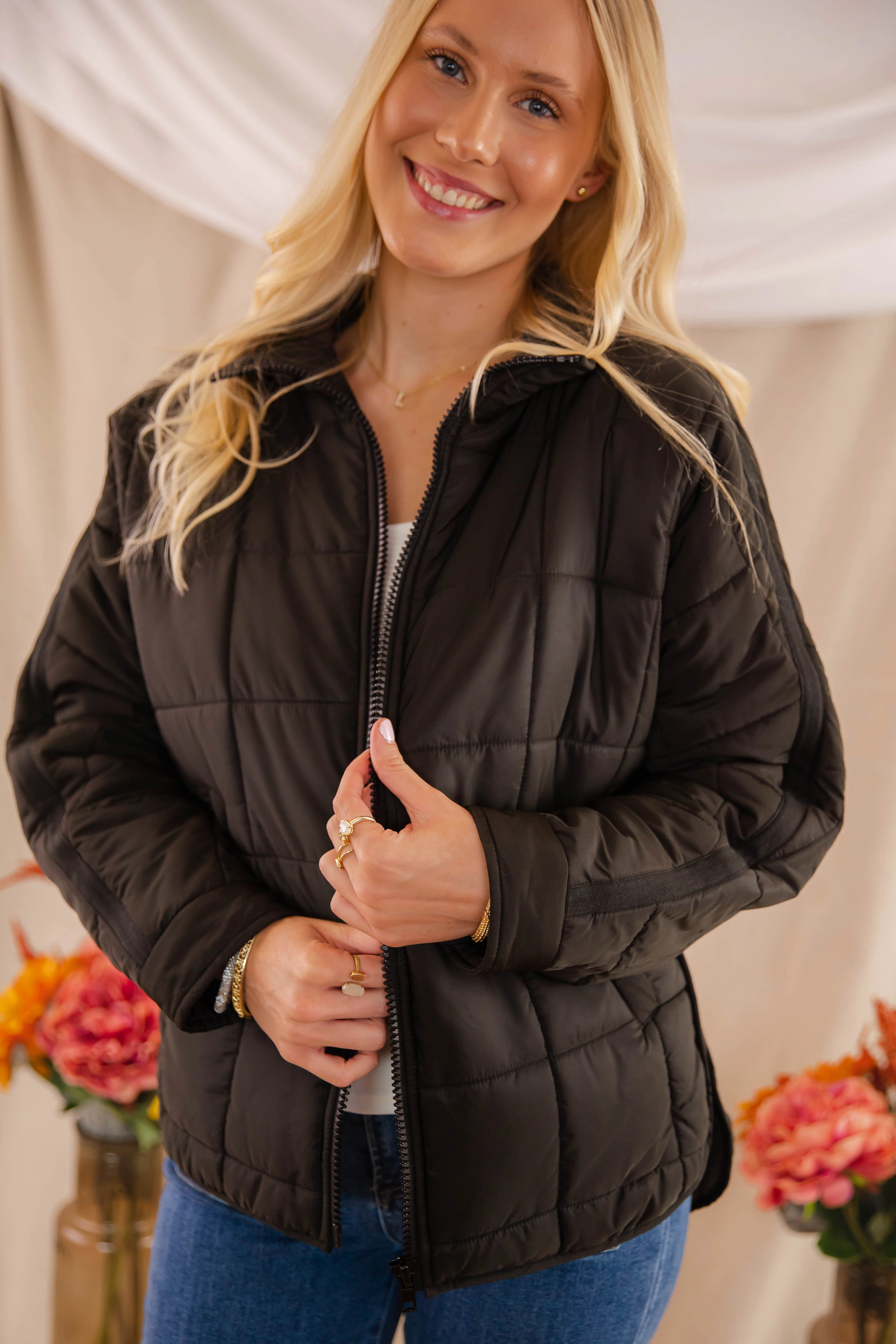 Softened Edges AbrasionResistant Fabric Don't Hesitate Puffer Jacket-Black