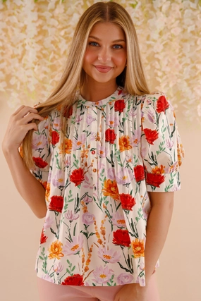 In My Garden Blouse Garment Washed Finish